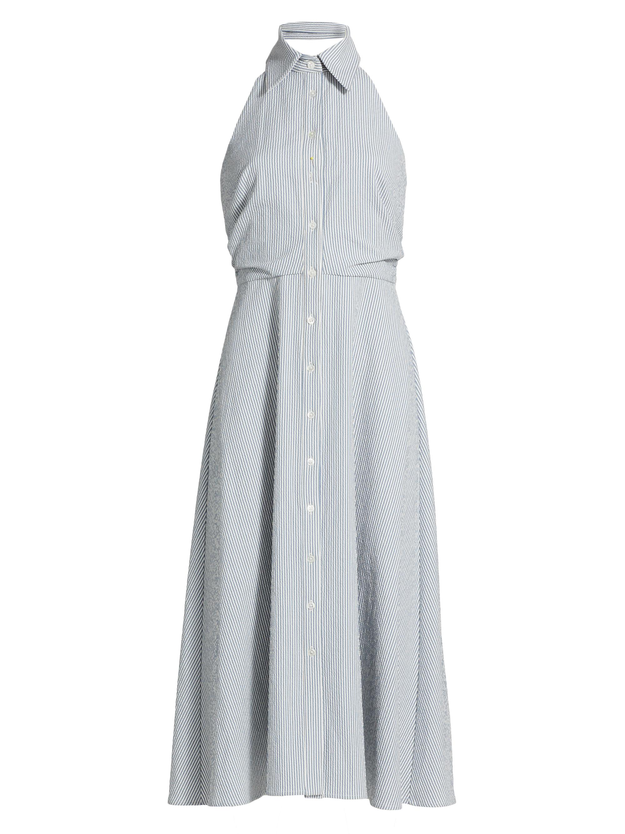 Veronica Beard Women's Mackey Seersucker Halter Midi-Dress - Blue White