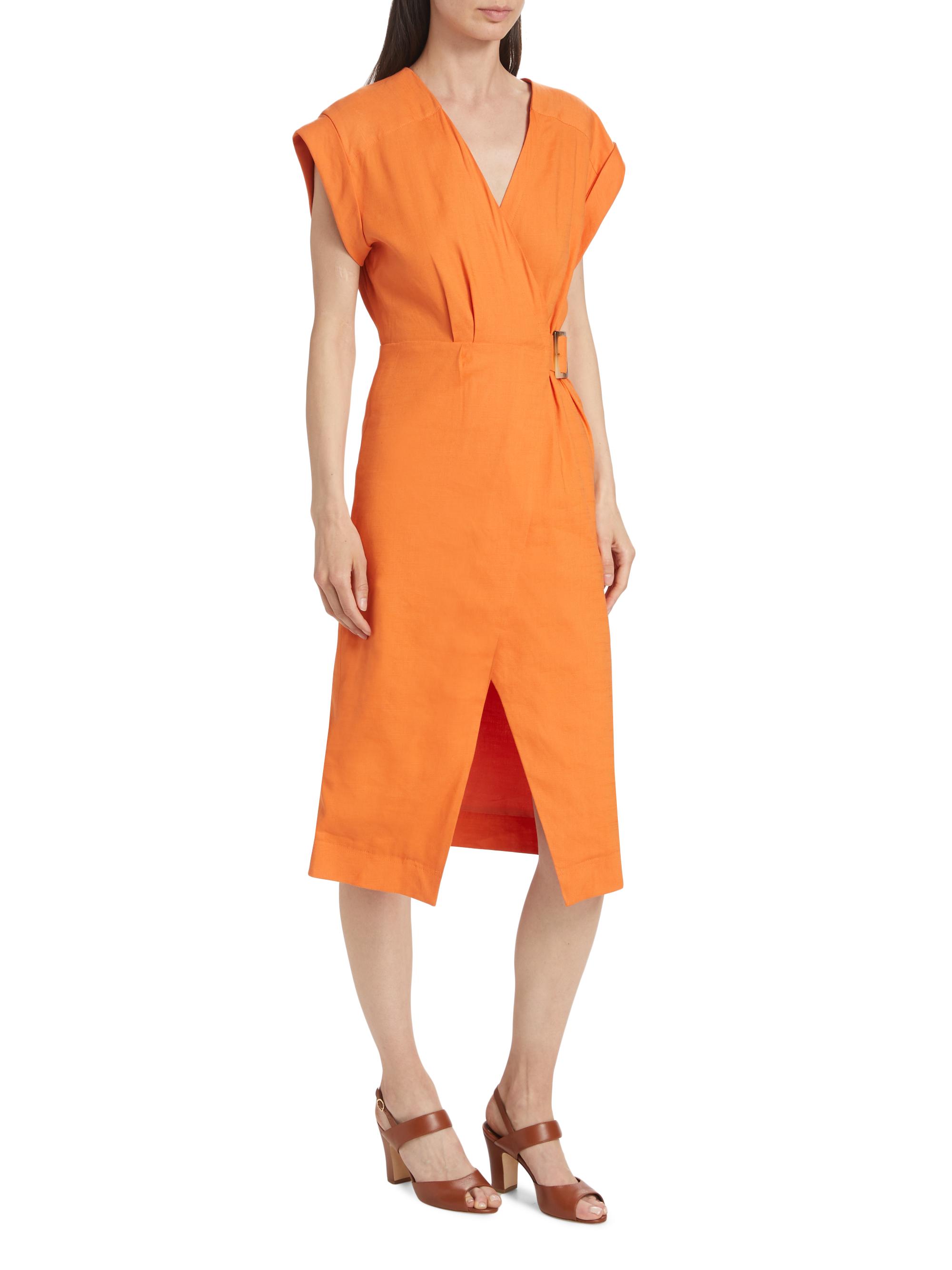 Veronica Beard Octavia Linen-Blend Wrap Midi-Dress | Saks Fifth Avenue