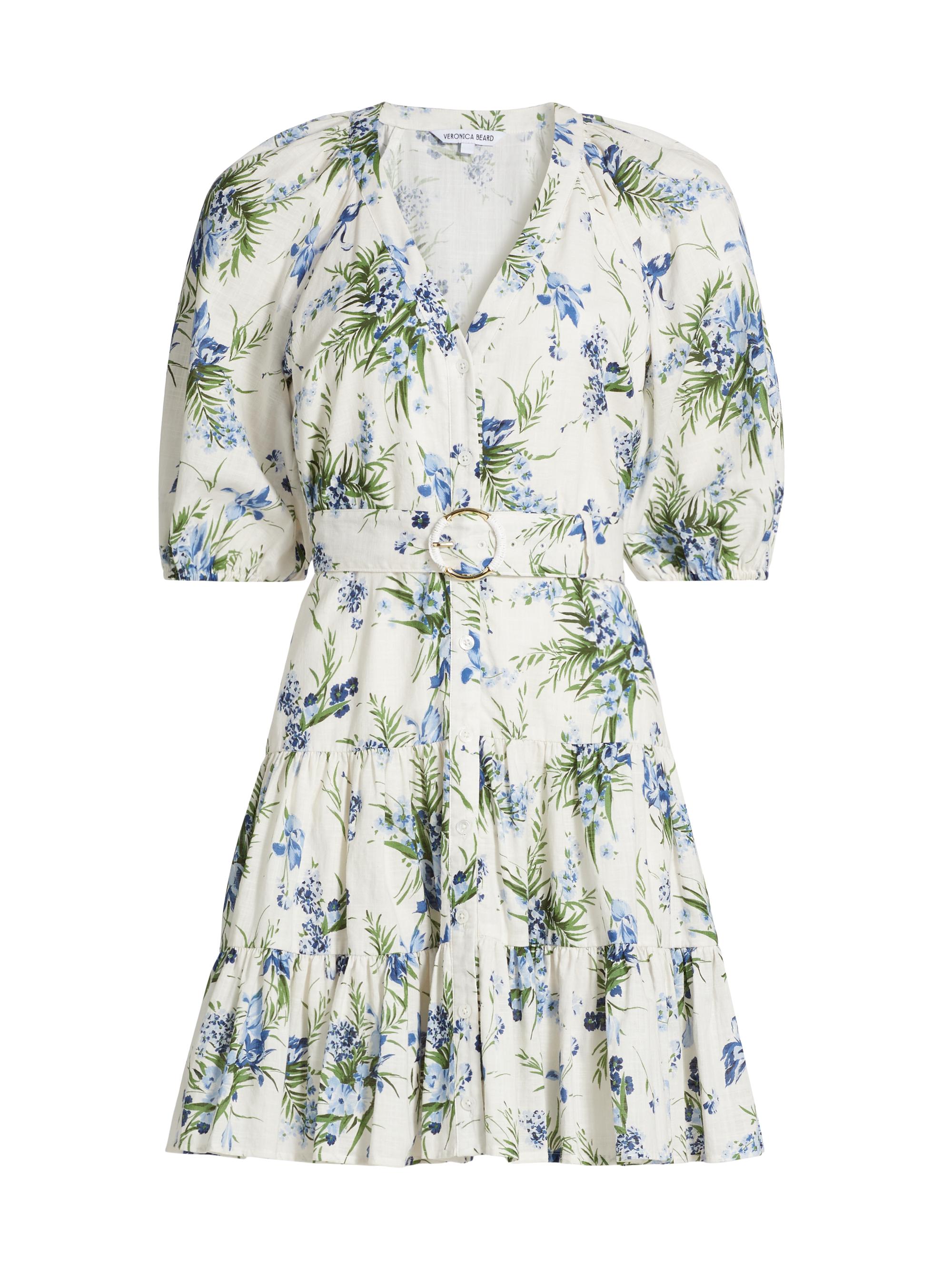 Veronica Beard Women's Dewey Floral Cotton Belted Minidress - Off White Multi