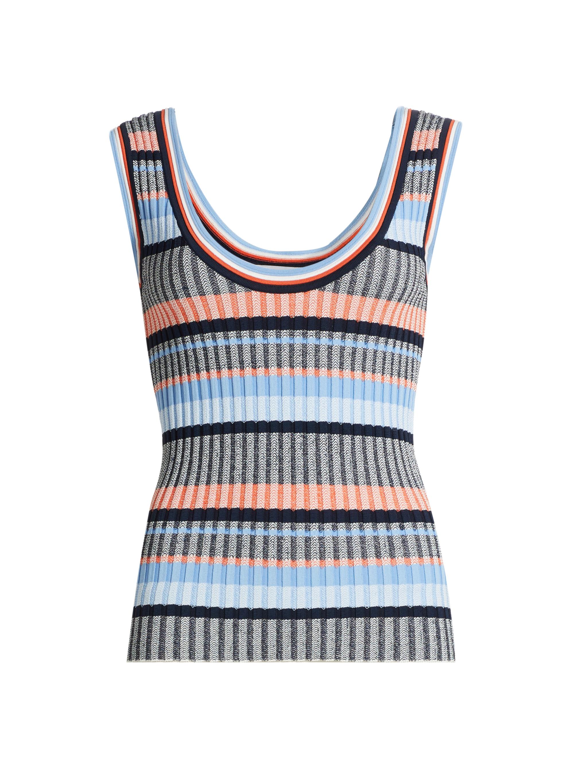 Veronica Beard Women's Sandra Striped Rib-Knit Tank - Blue Multi