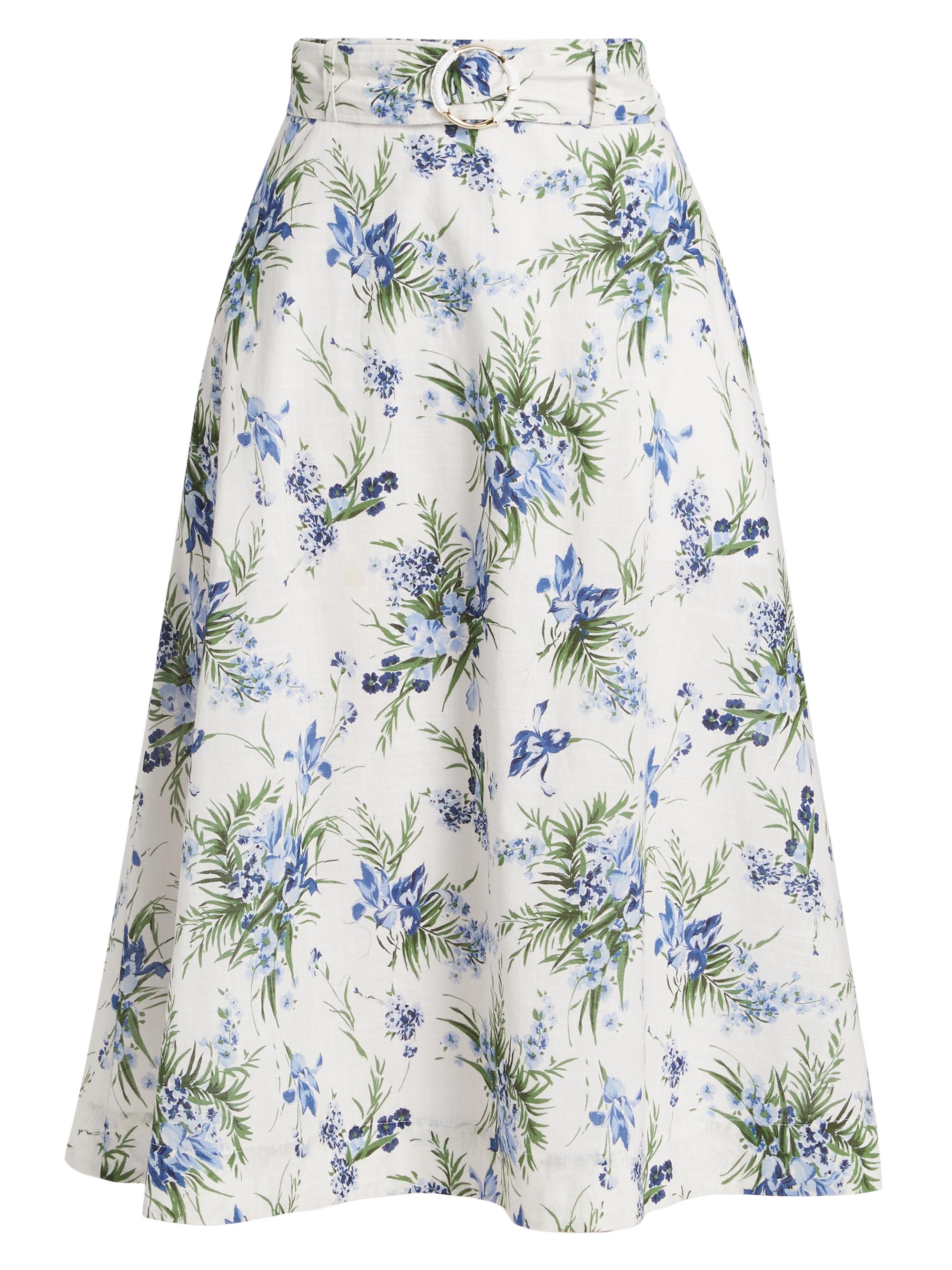 Veronica Beard Women's Arwen Floral Cotton Belted Midi-Skirt - Off White Multi