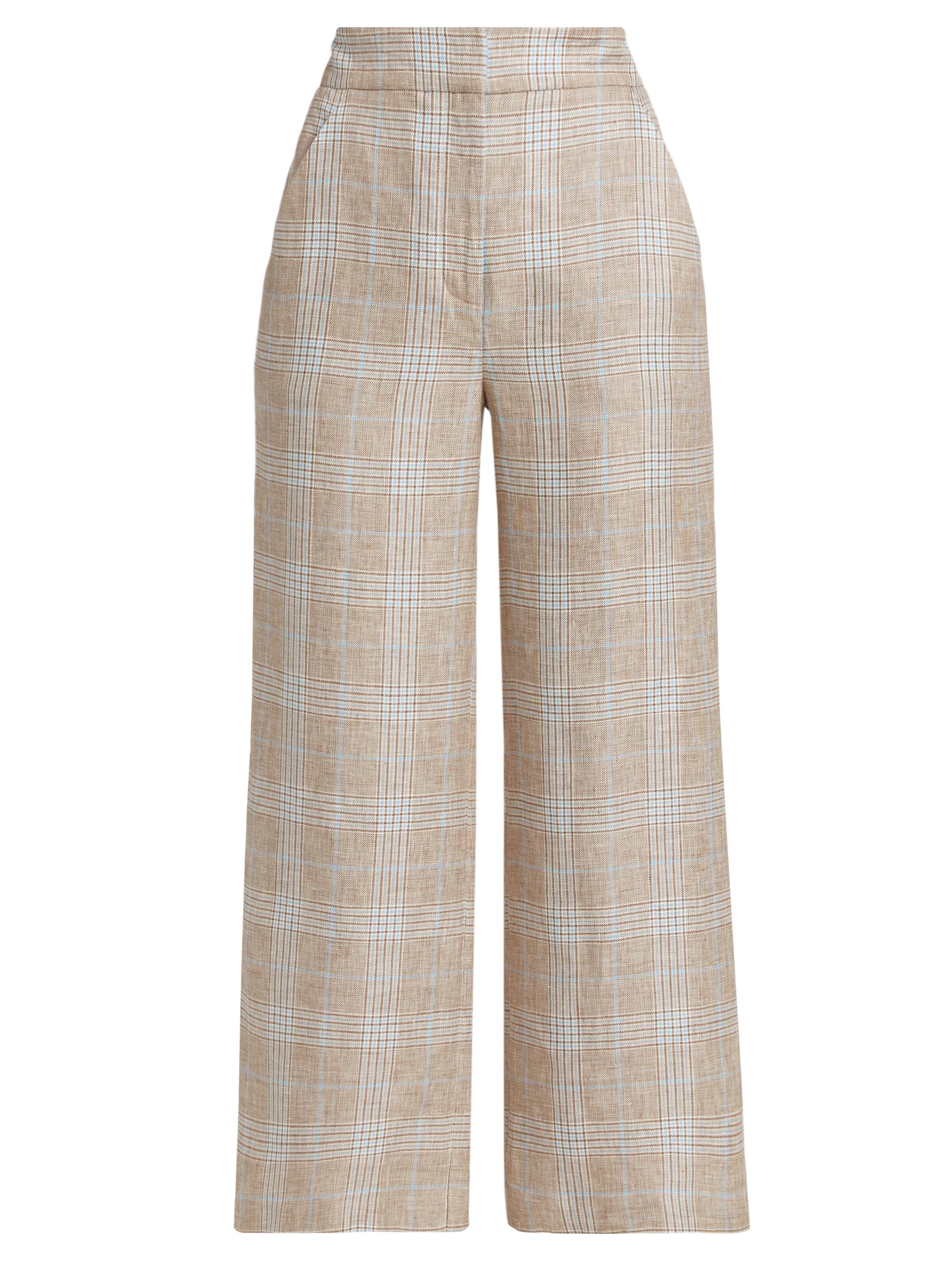 Veronica Beard Women's Brixton Glen-Check Linen Crop Pants - Khaki Multi