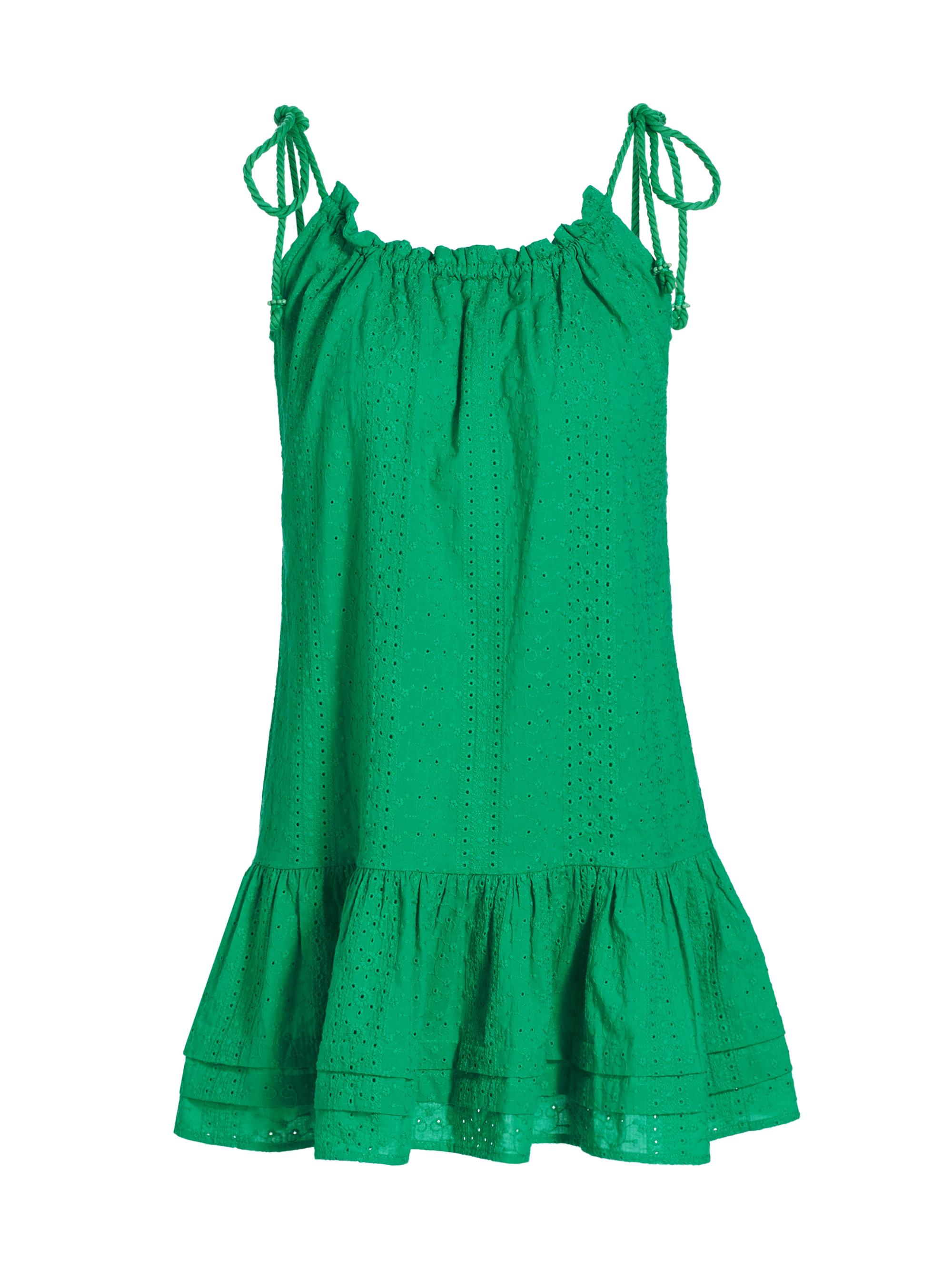 Poupette St Barth Women's Eyelet Cotton Minidress - Green