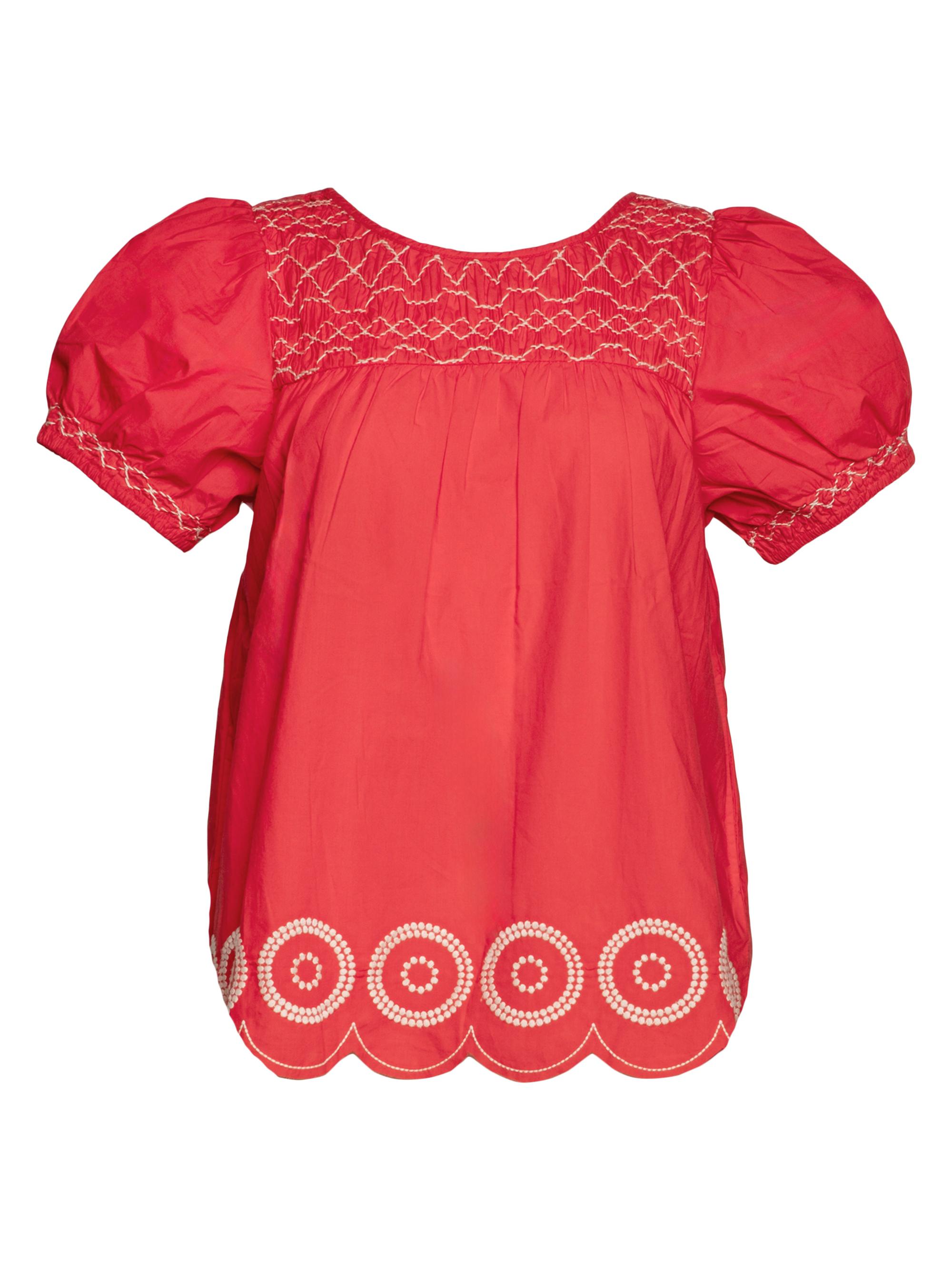 Frances Valentine Women's Whit Embroidered Cotton Top - Red Oyster