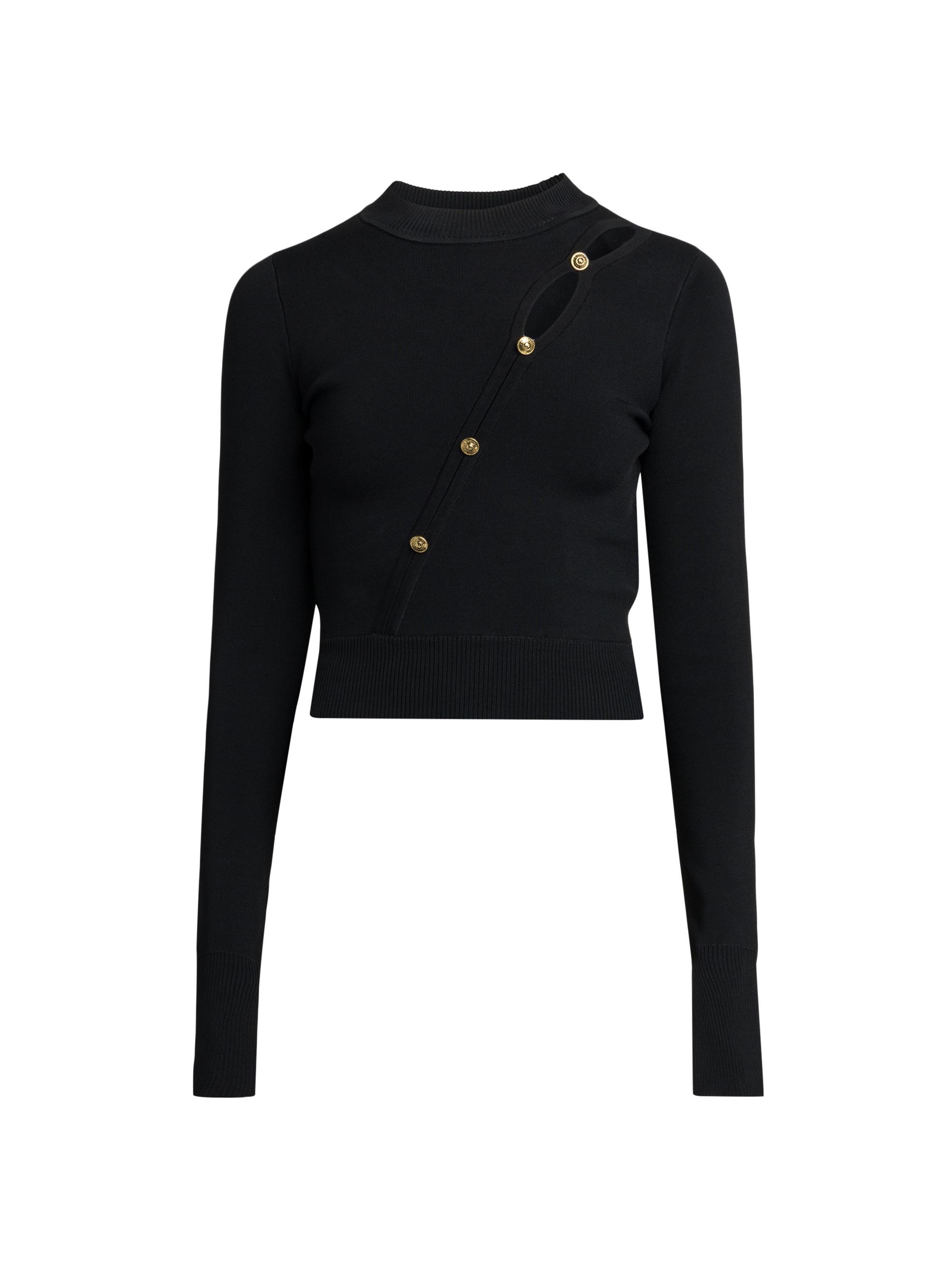Versace Jeans Couture Women's Slash Button Cropped Knit Sweater - Black