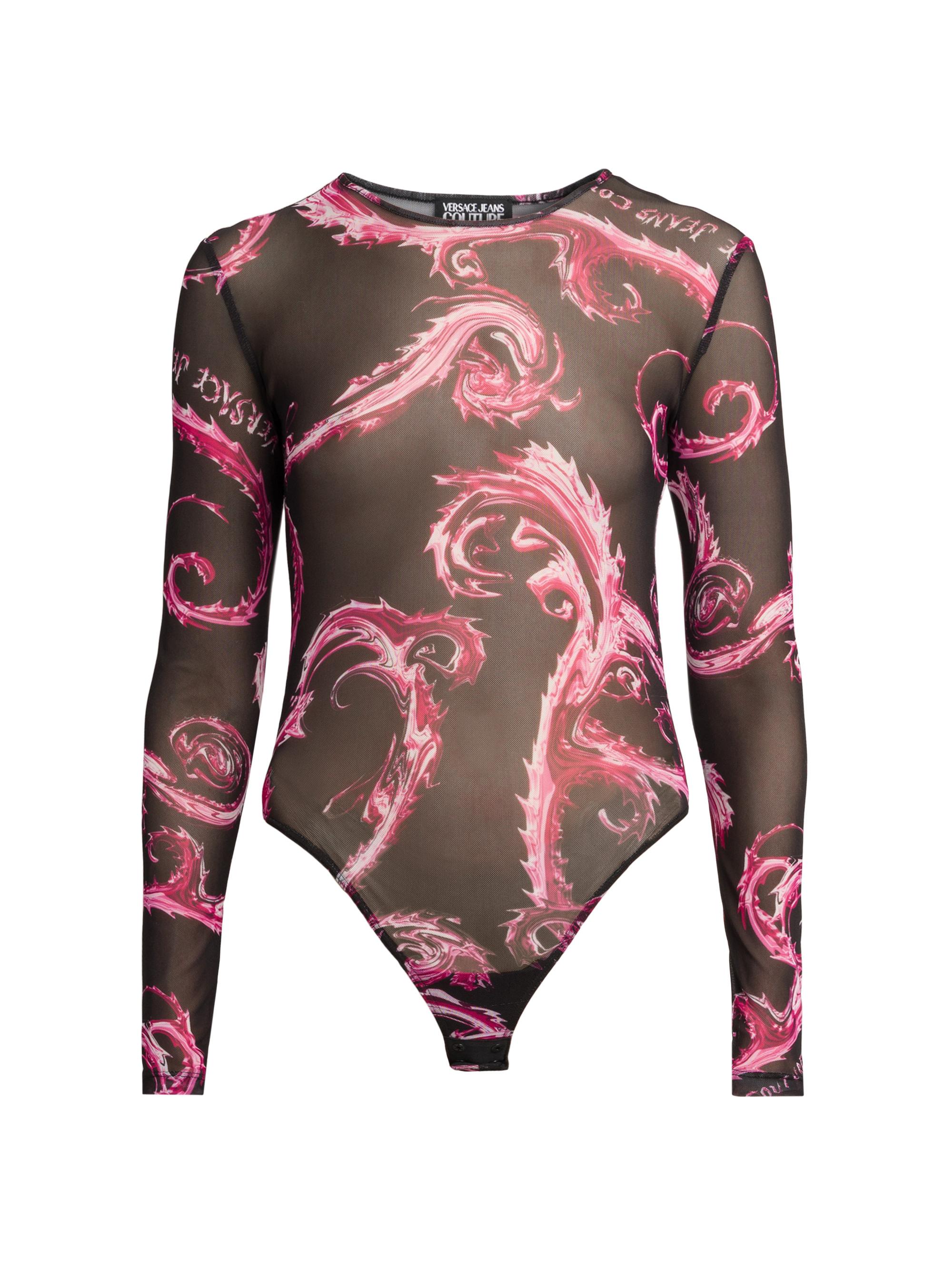 Versace Jeans Couture Women's Semi-Sheer Bodysuit - Black Raspberry