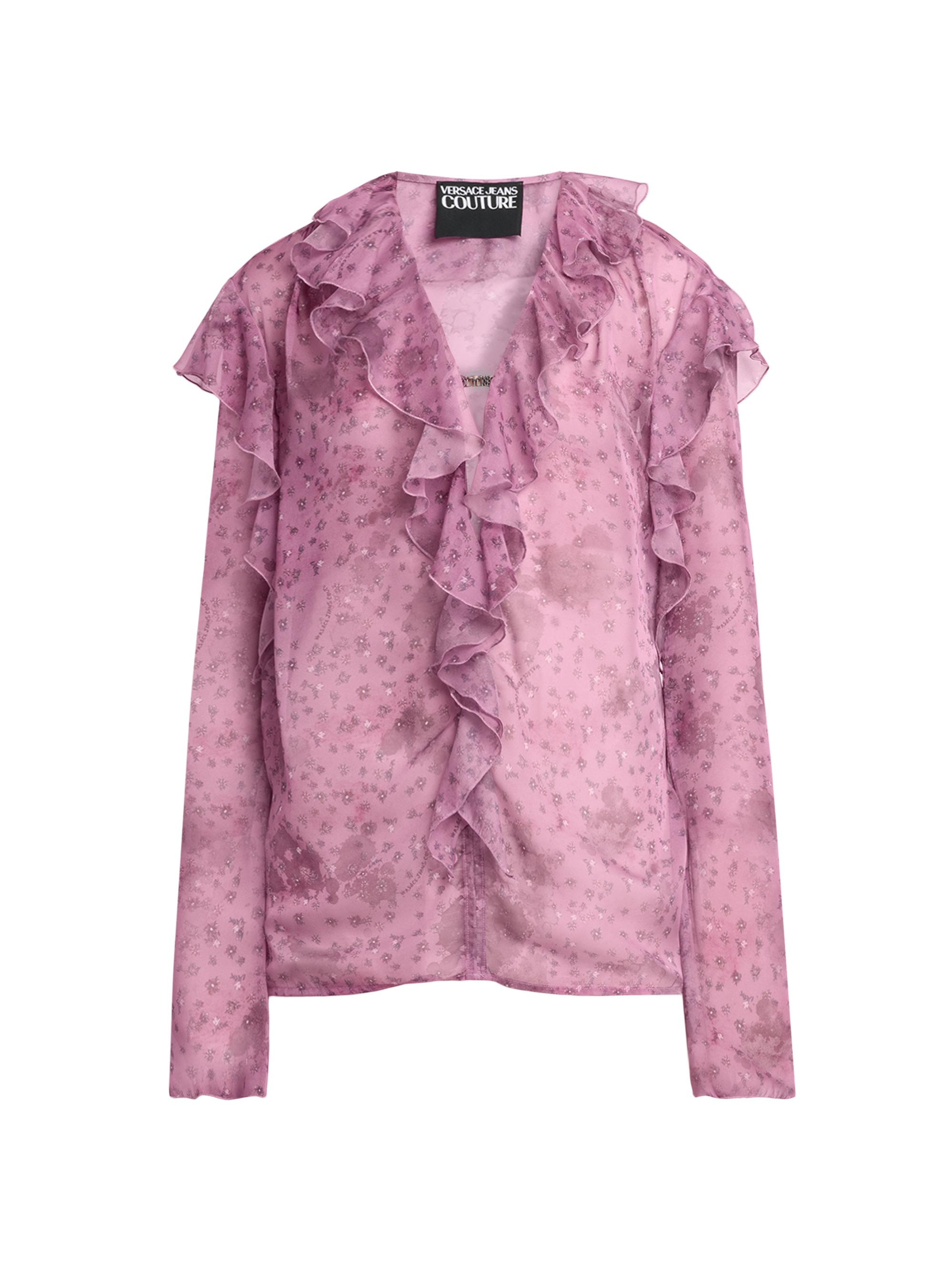 Versace Jeans Couture Women's Floral Chiffon Ruffle Shirt - Rosa