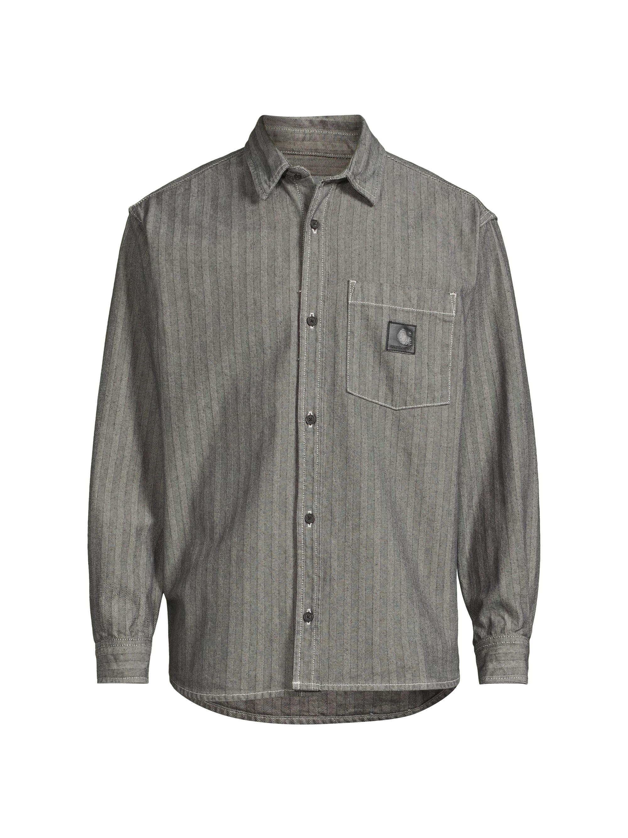 Carhartt WIP Men's Menard Striped Cotton Button-Front Shirt - Grey Rinsed