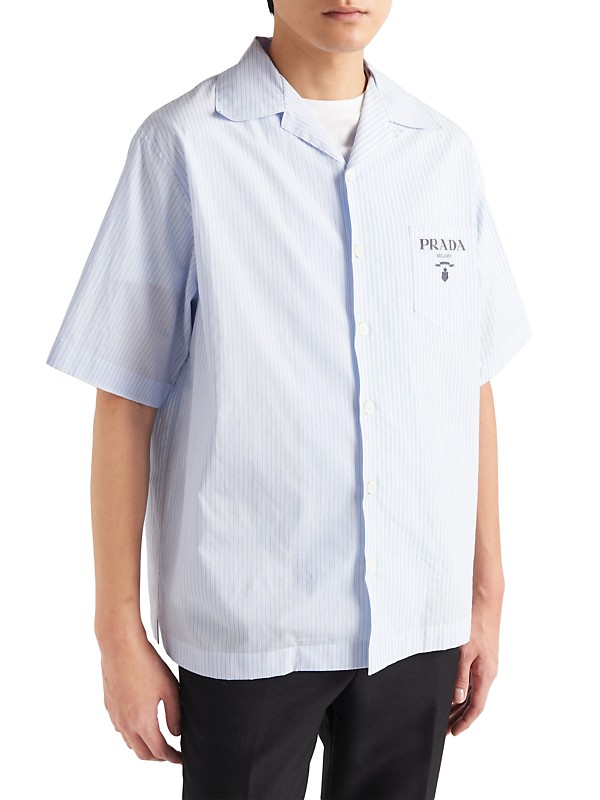 Shop Prada Short Sleeved Cotton Shirt | Saks Fifth Avenue Shop Prada Short Sleeved Cotton Shirt | Saks Fifth Avenue