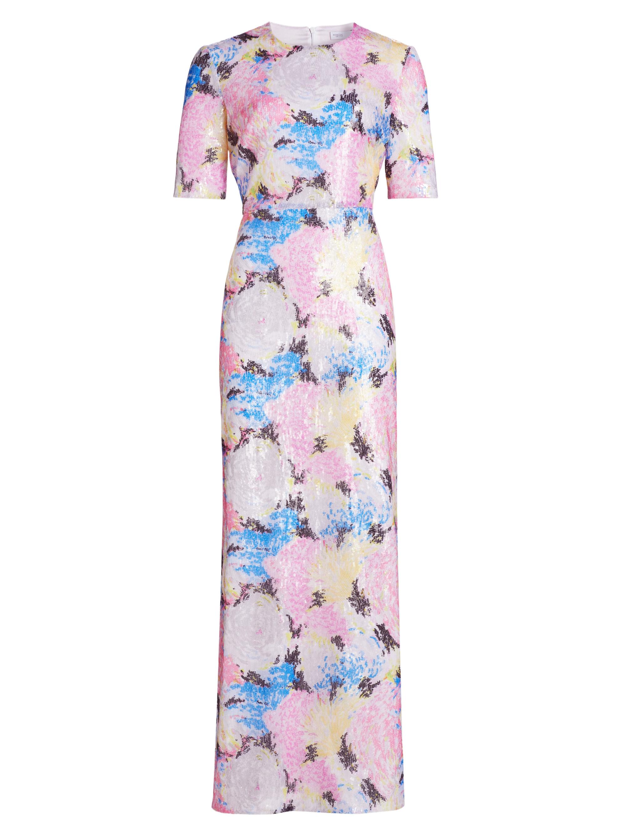 Rosetta Getty Women's Floral Sequin Short-Sleeve Gown