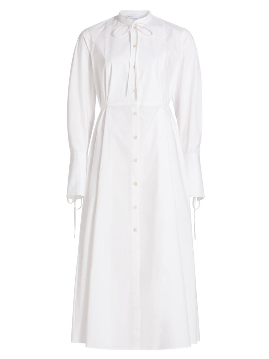 Rosetta Getty Bibbed Stretch Cotton Tie-Waist Shirtdress | Saks Fifth ...