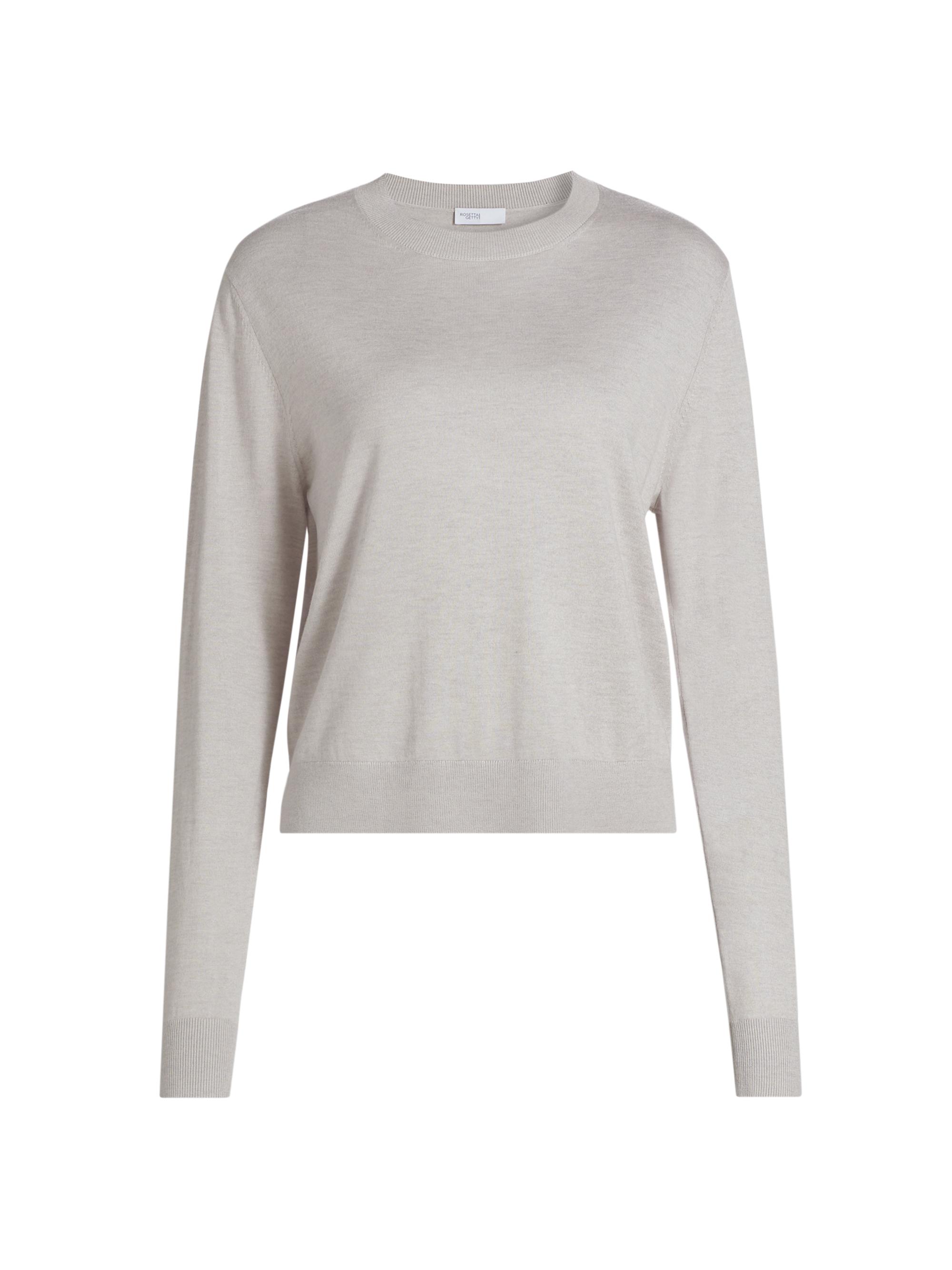 Rosetta Getty Women's Crewneck Silk-Blend Knit Sweater - Silver