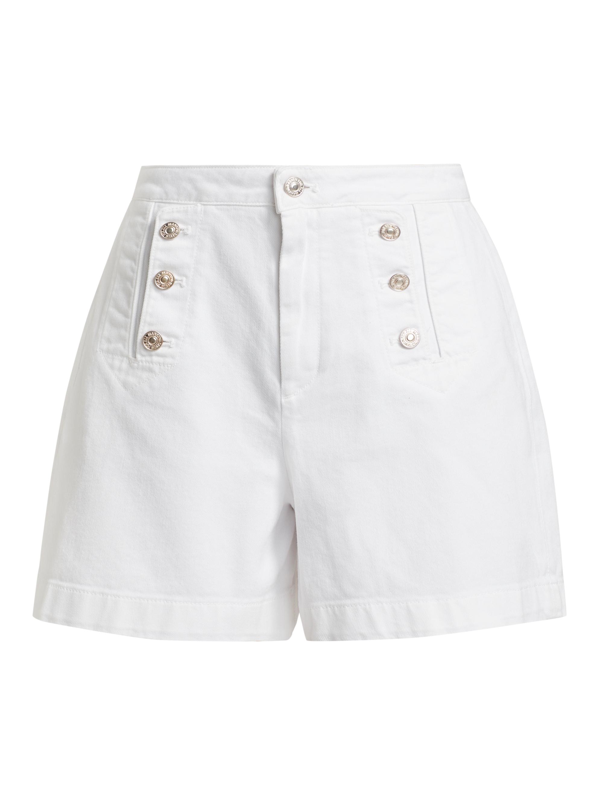 7 For All Mankind Women's Marina High-Rise Buttoned Denim Shorts - Sailboat