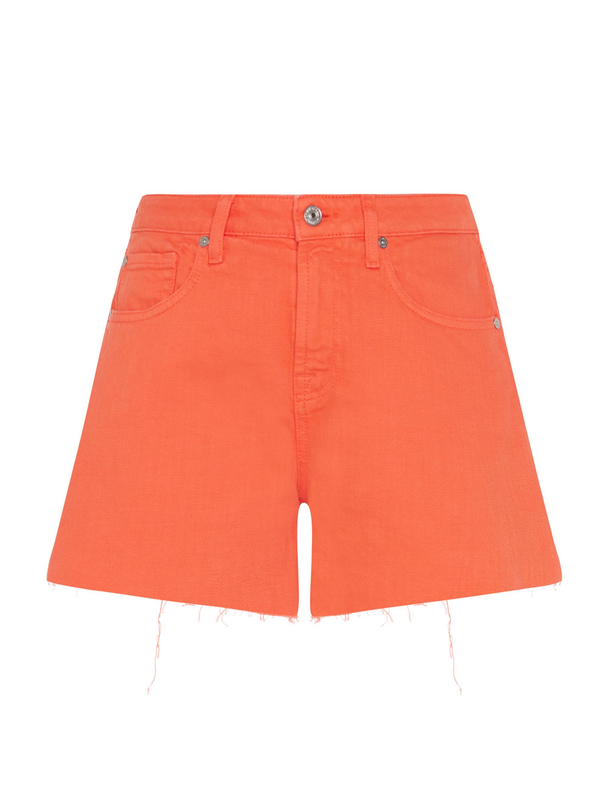 7 For All Mankind Women's Monroe Stretch-Cotton Denim Shorts - Grapefruit