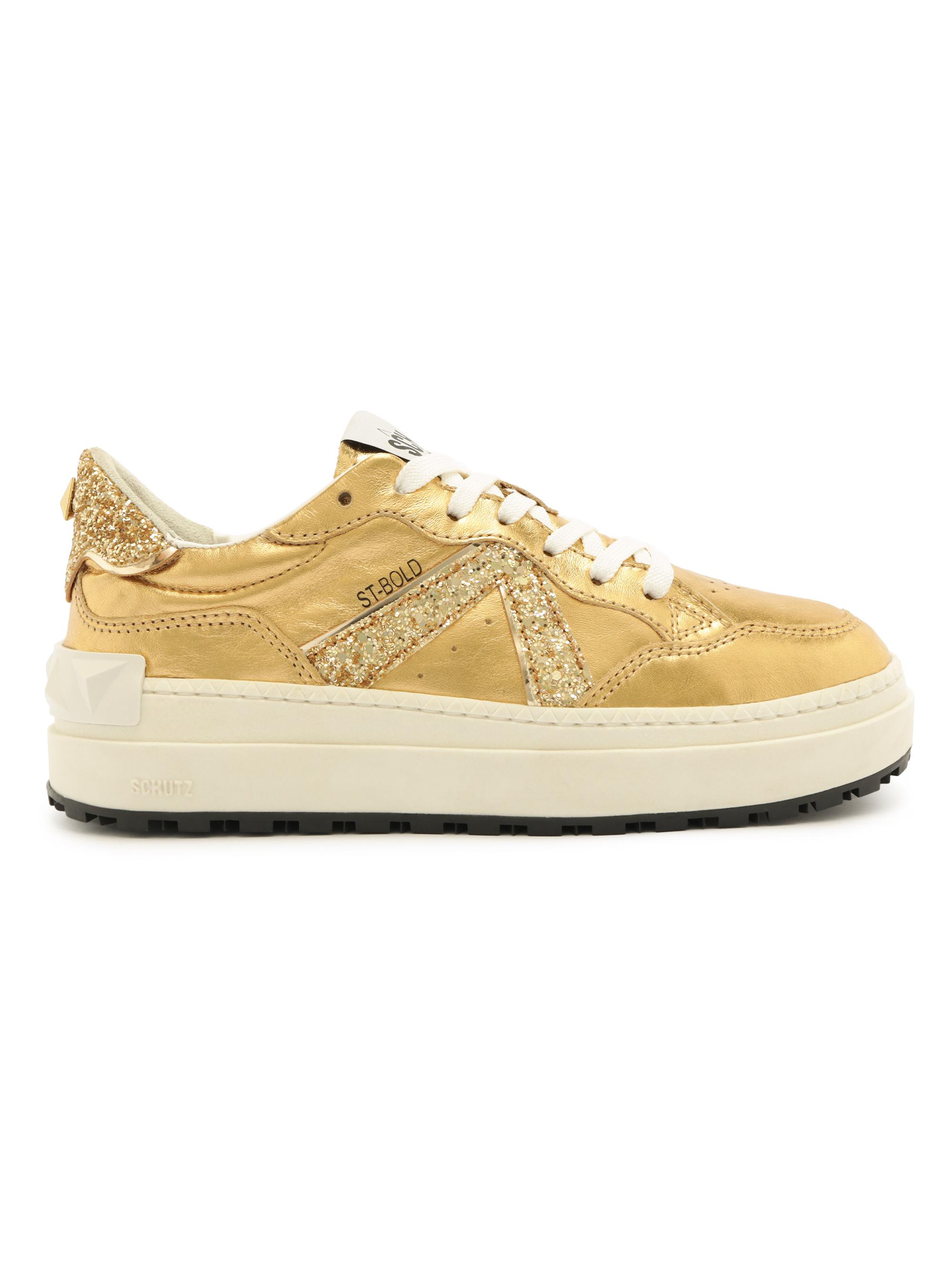 Schutz Women's St Bold Metallic Leather Sneakers - Gold