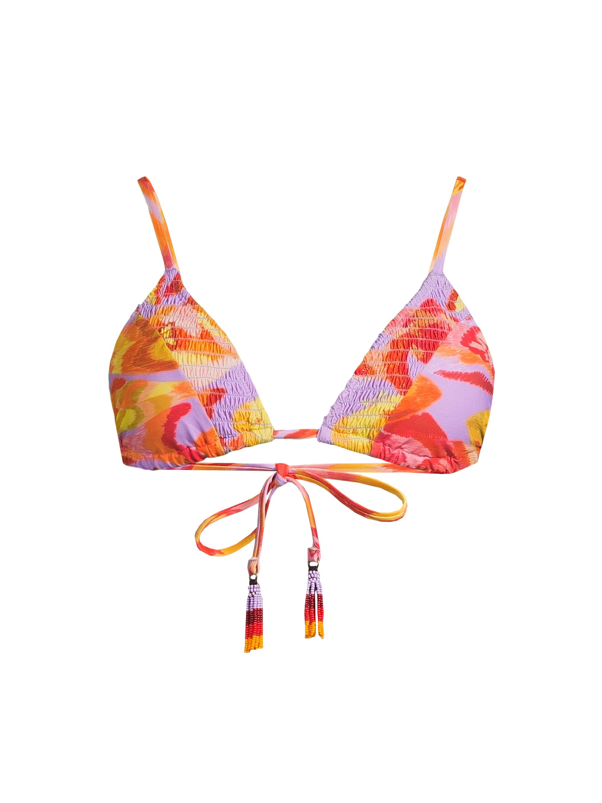 Farm Rio Women's Painted Fishes Triangle Bikini Top - Painted Fishes Lilac