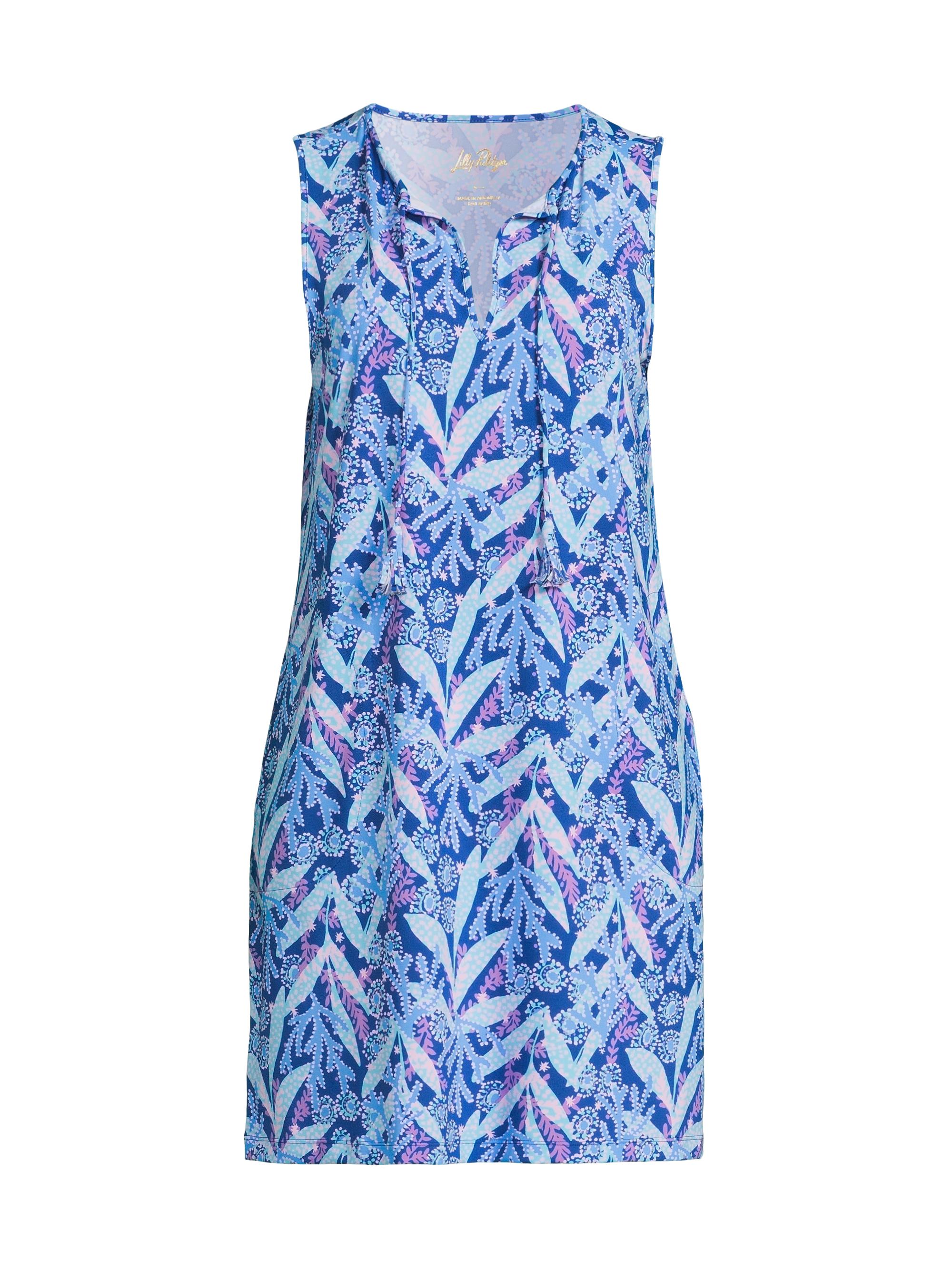 Lilly Pulitzer Women's Johana Botanical Sleeveless Cover-Up - Barton Blue Star Gazing