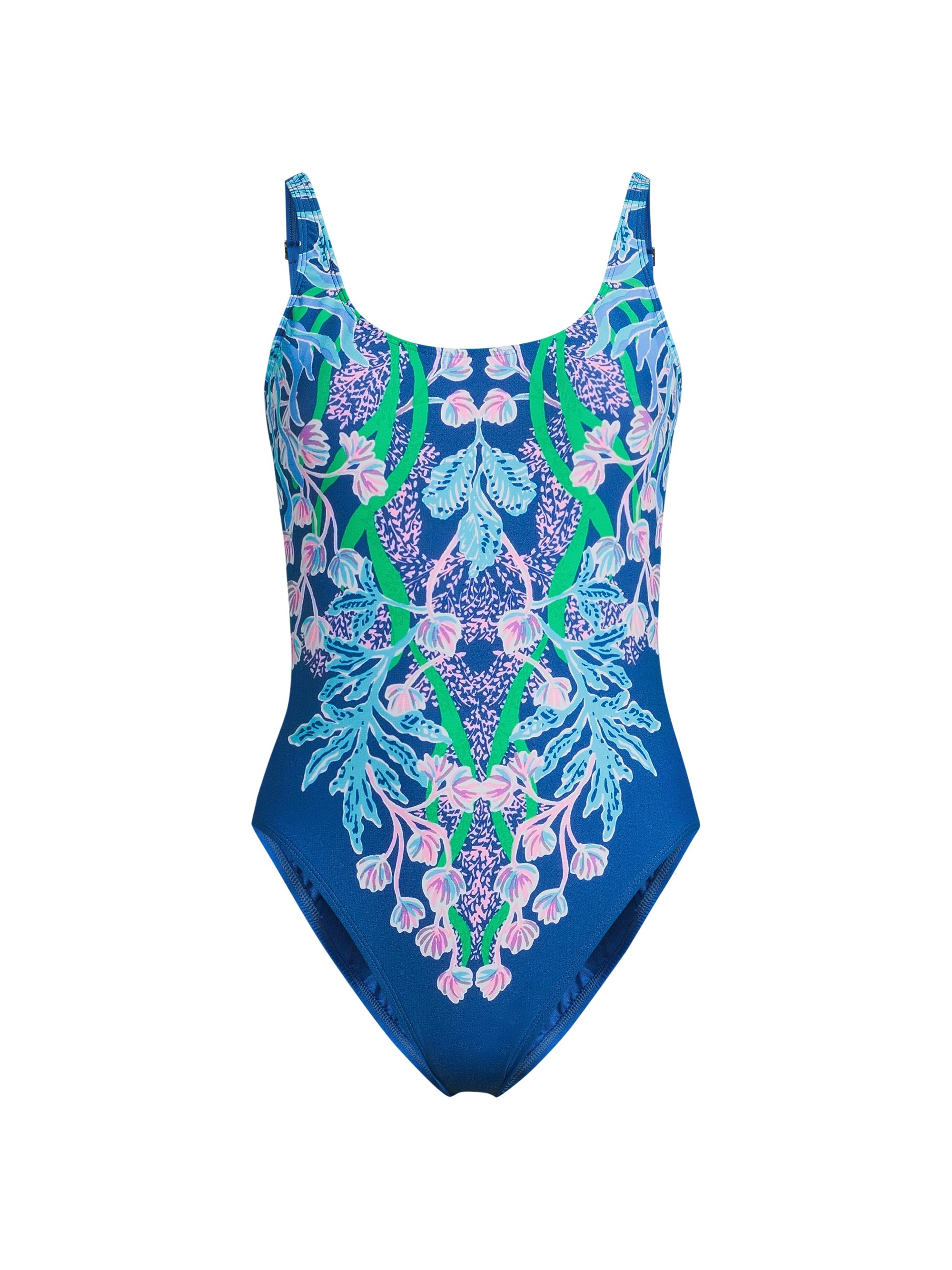 Lilly Pulitzer Women's Brin Floral One-Piece Swimsuit - Barton Blue Seacret