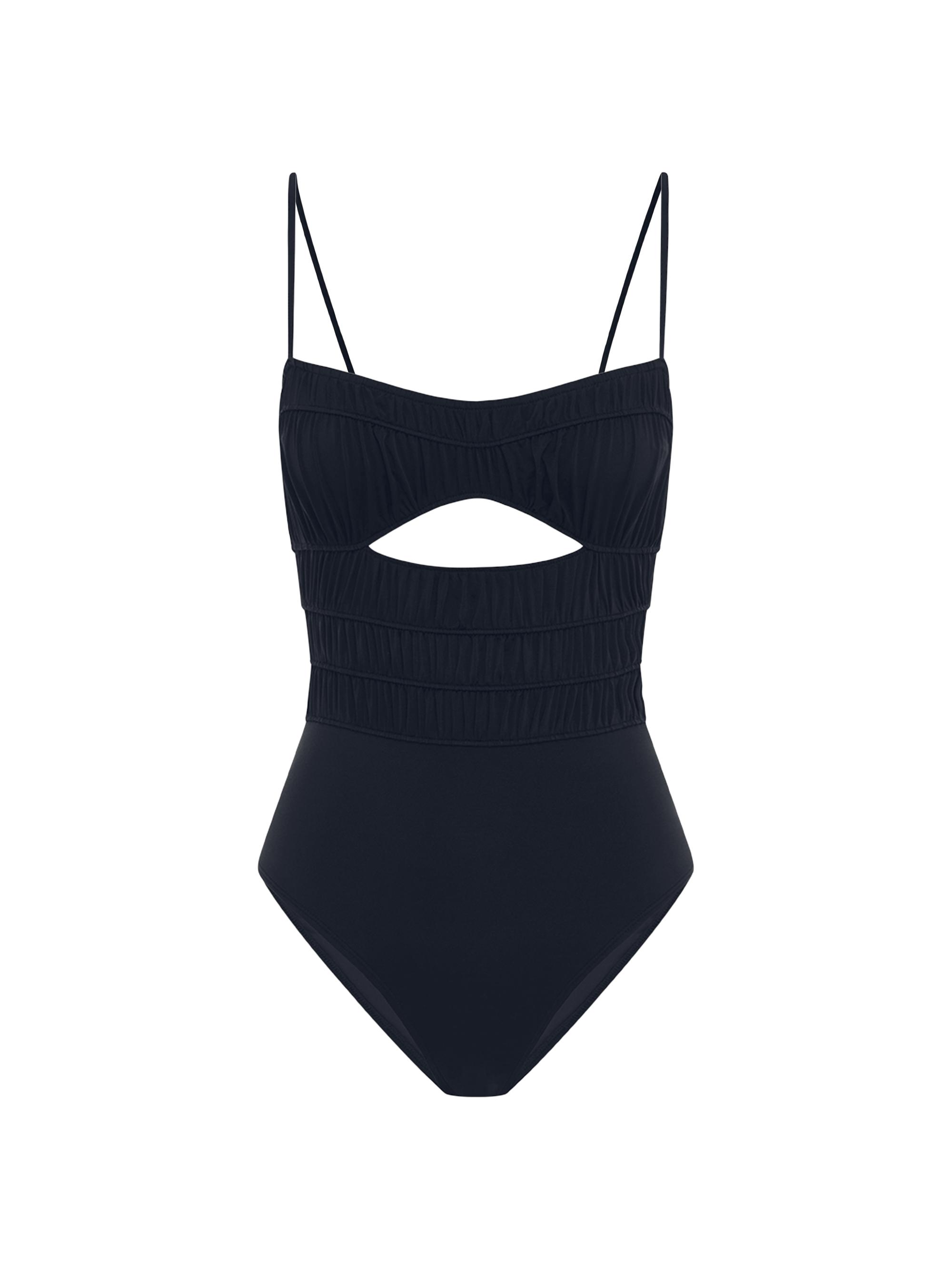 Peony Women's Ruched Cut-Out One-Piece Swimsuit - Noir