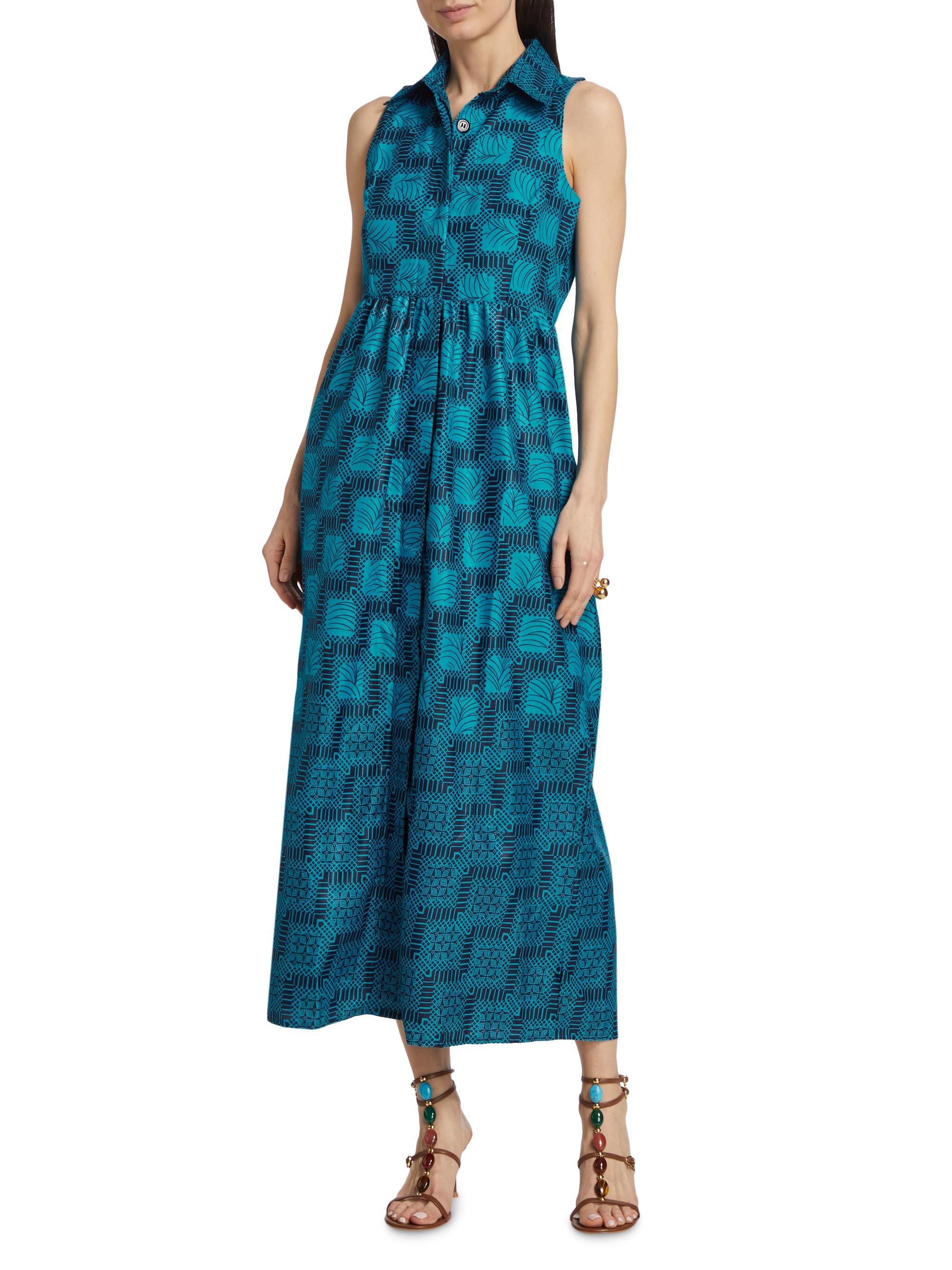 Elisamama Women's Dunni Floral Cotton Shirtdress - Blue | Thumbnail 3