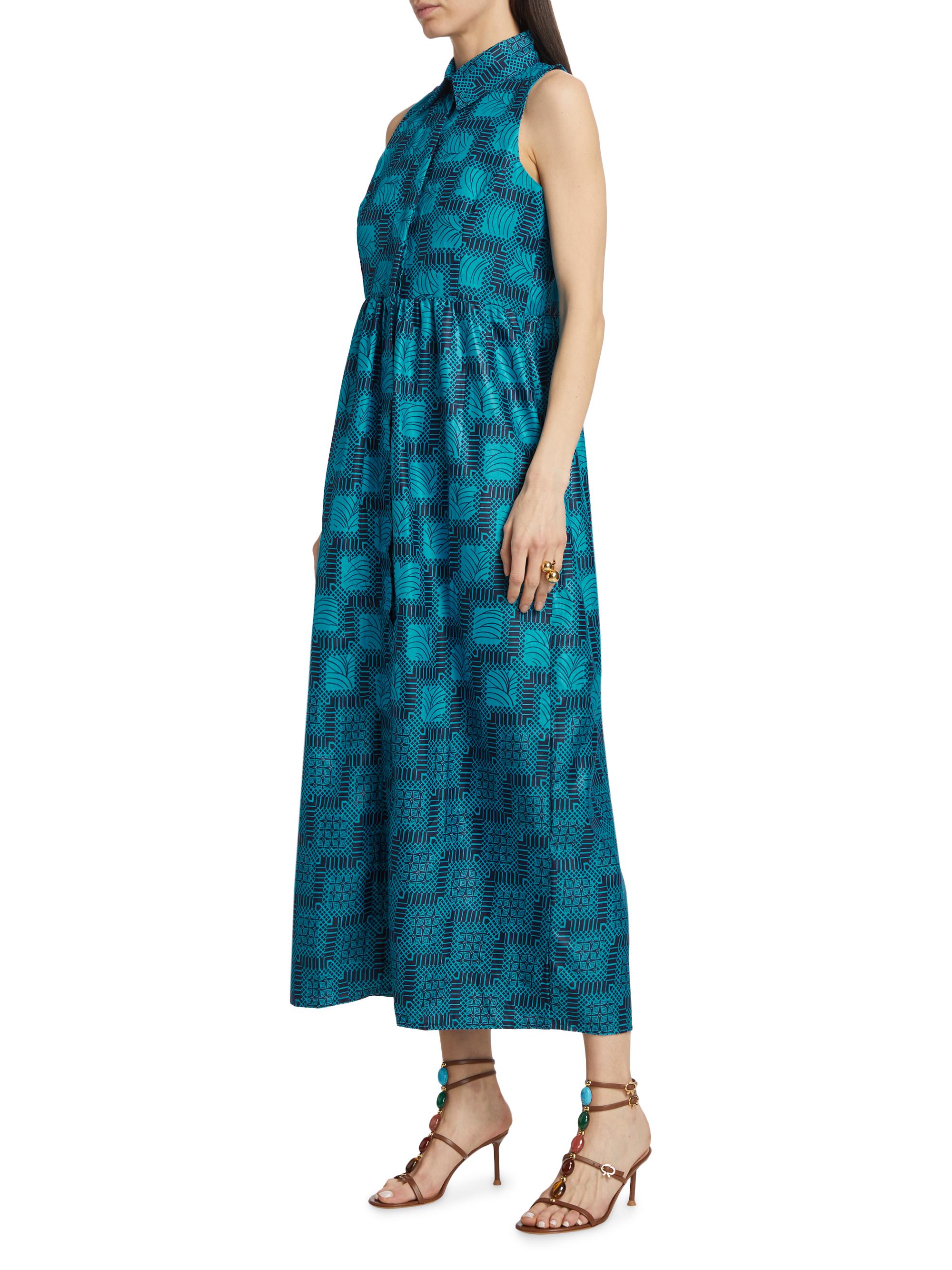 Elisamama Women's Dunni Floral Cotton Shirtdress - Blue | Thumbnail 4