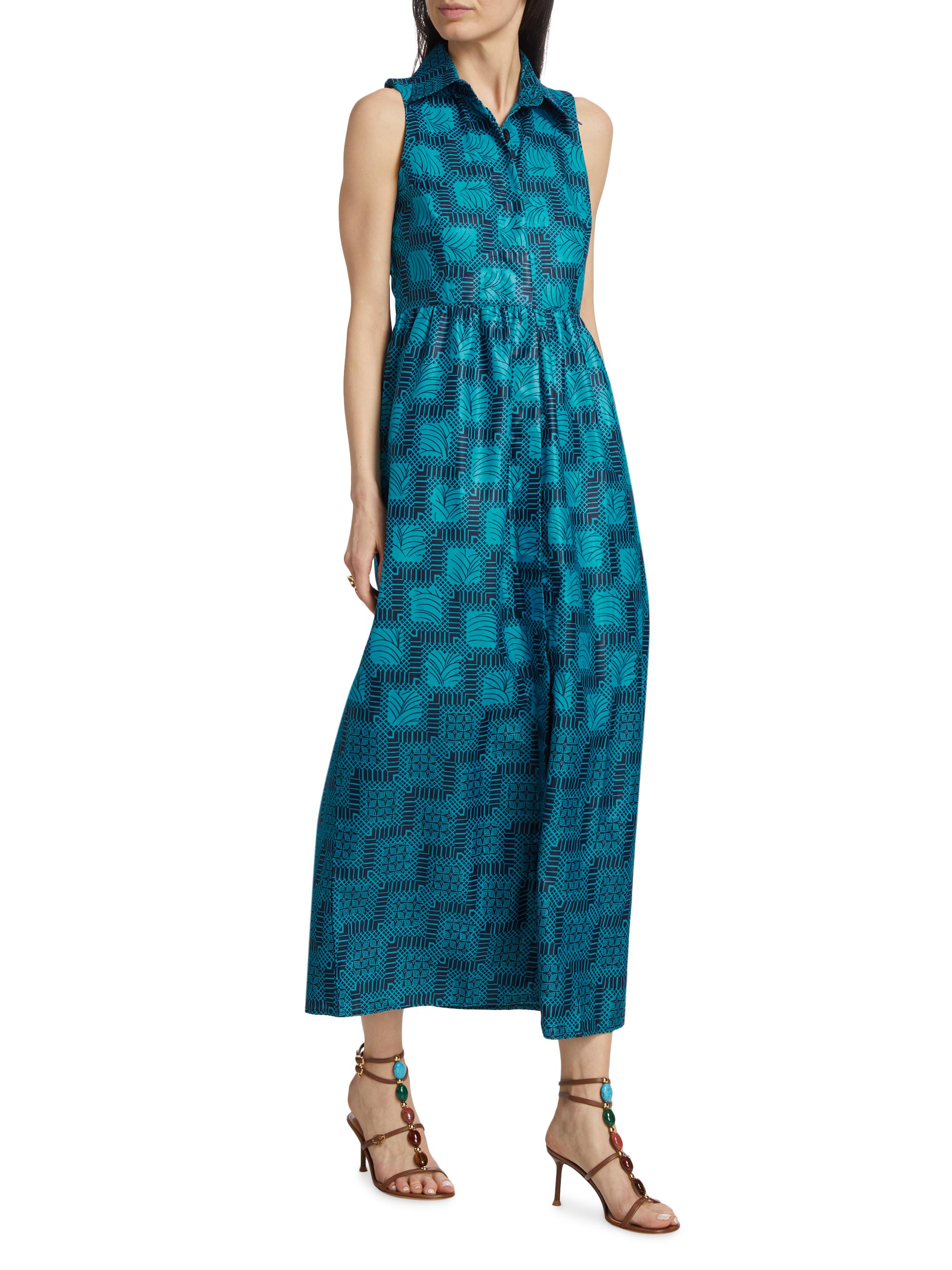 Elisamama Women's Dunni Floral Cotton Shirtdress - Blue | Thumbnail 2