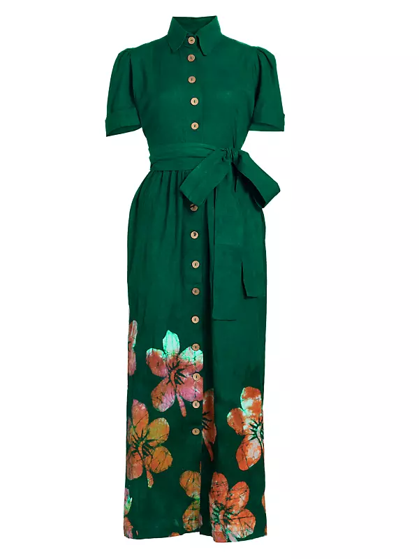 Shop Elisamama Asake Floral Cotton Shirtdress | Saks Fifth Avenue