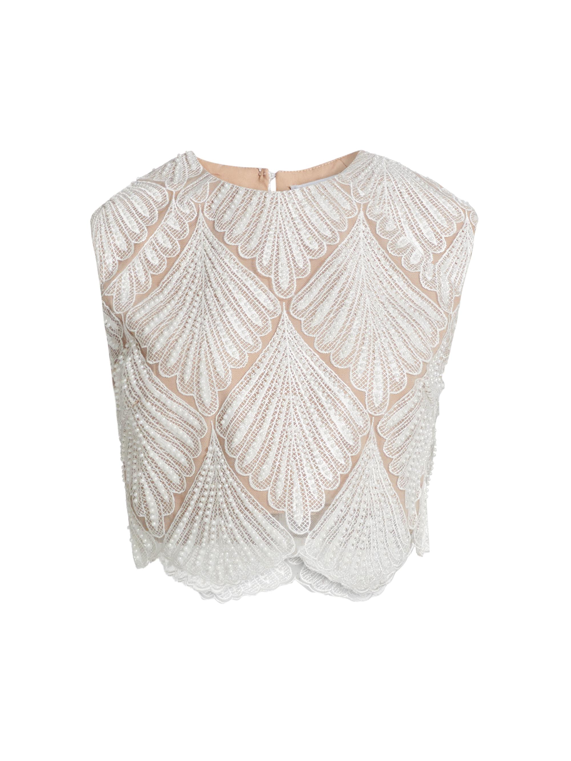 Elliatt Women's Harper Scalloped Lace Crop Top -  Beige