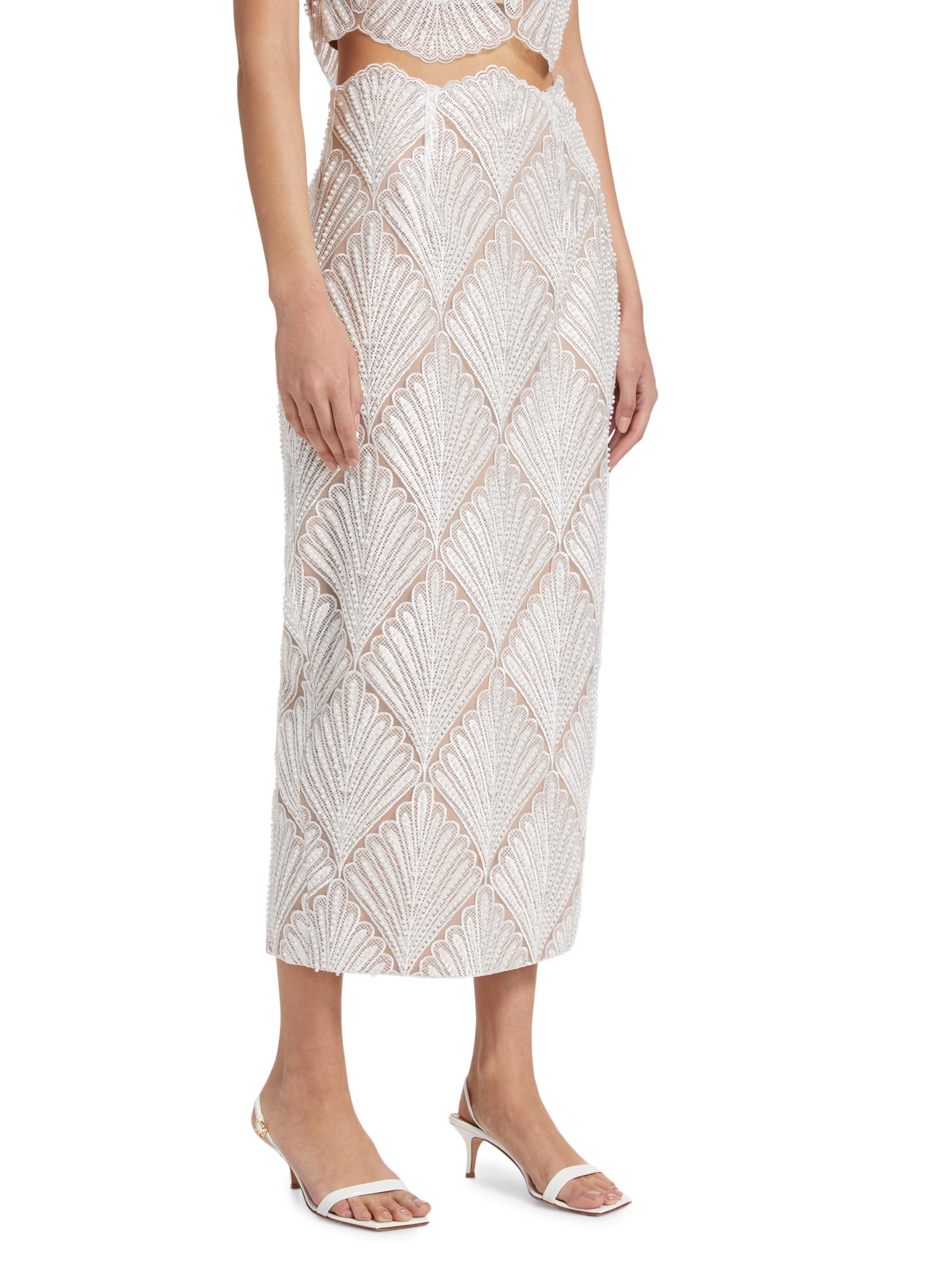 Elliatt Harper Scalloped Lace Pencil Midi-Skirt Saks Fifth Avenue