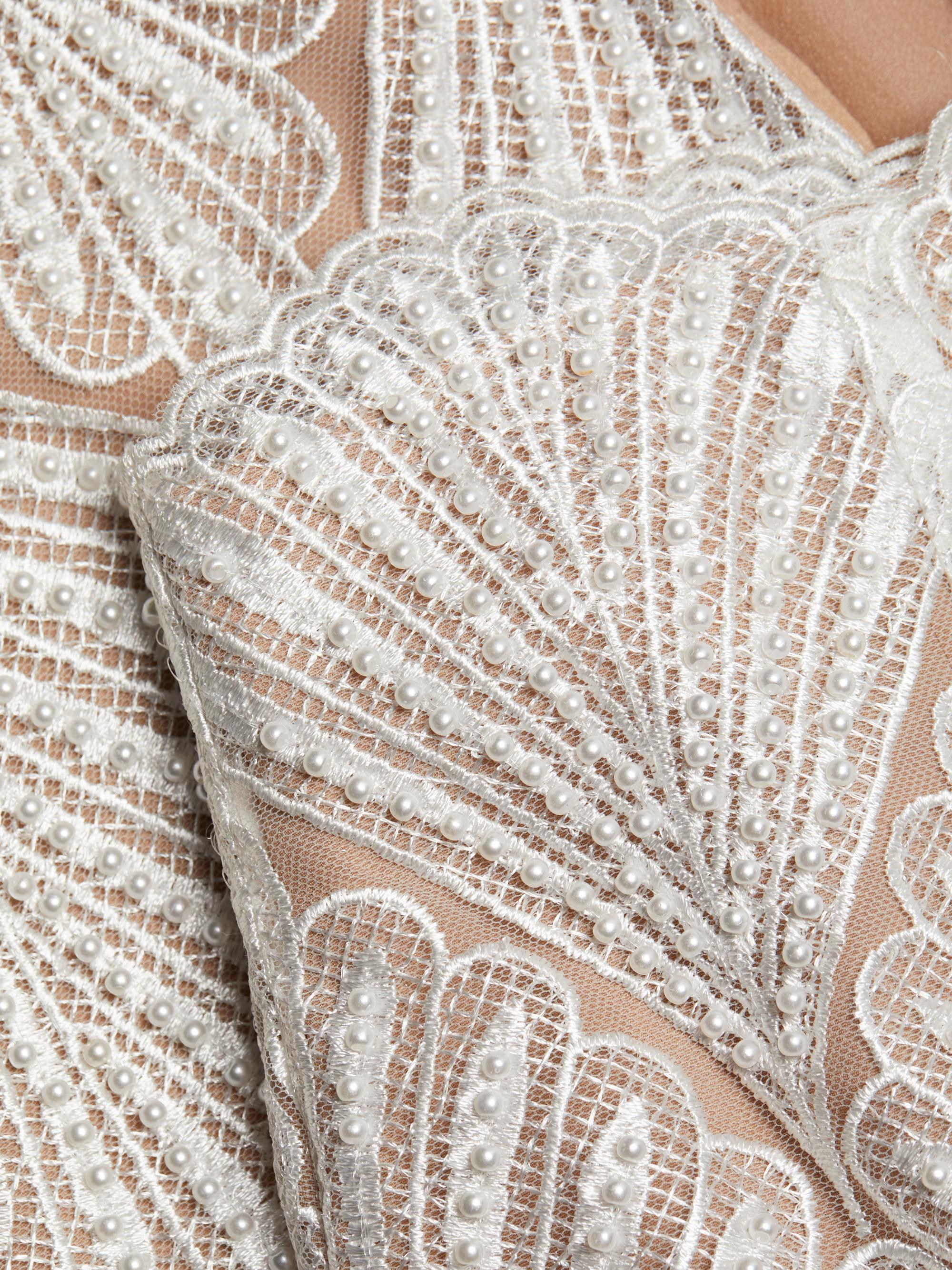 Elliatt Harper Scalloped Lace Pencil Midi-Skirt | Saks Fifth Avenue