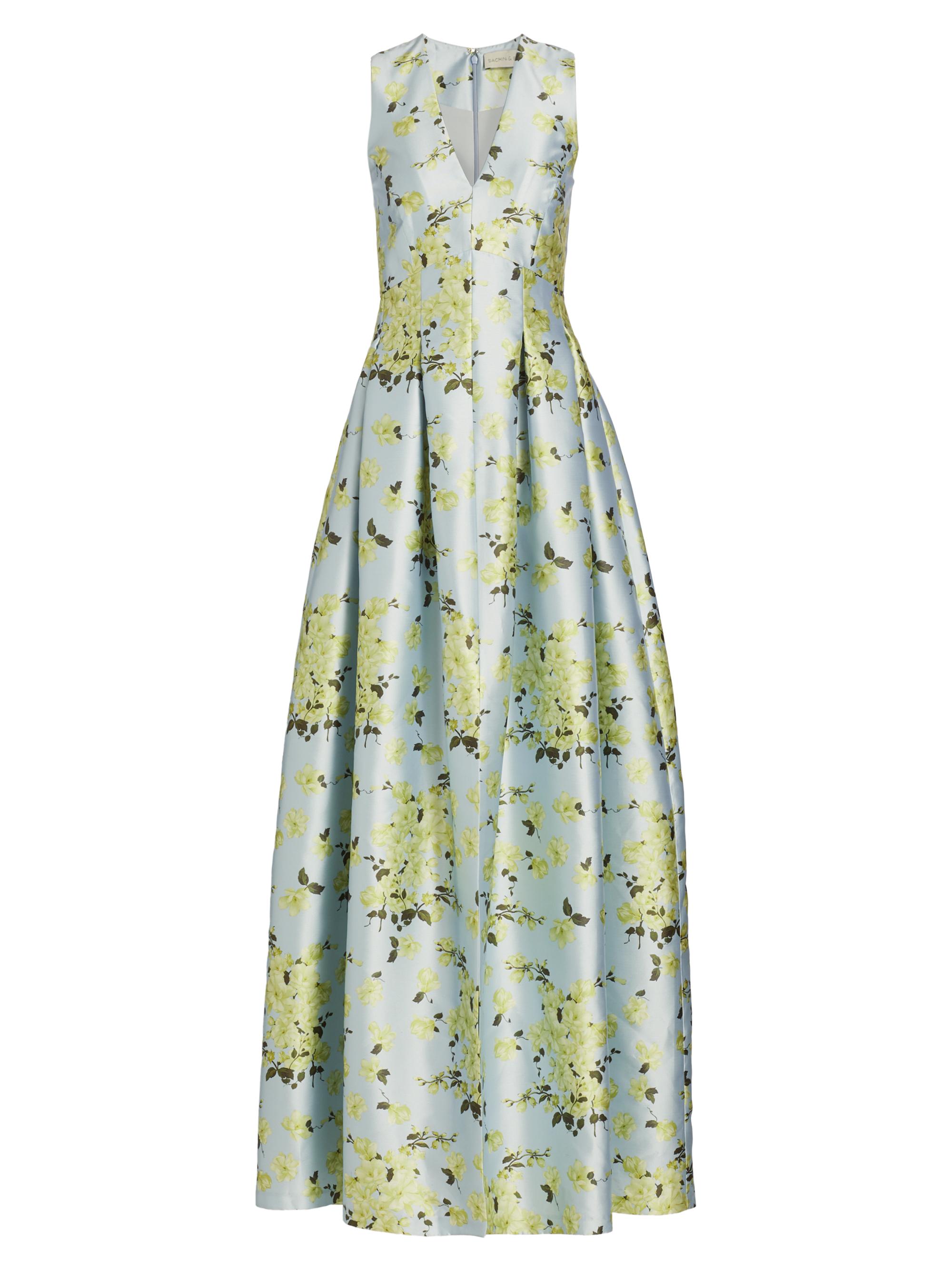 Sachin & Babi Women's Brooke Floral Mikado Gown - Sky Citrine Floral