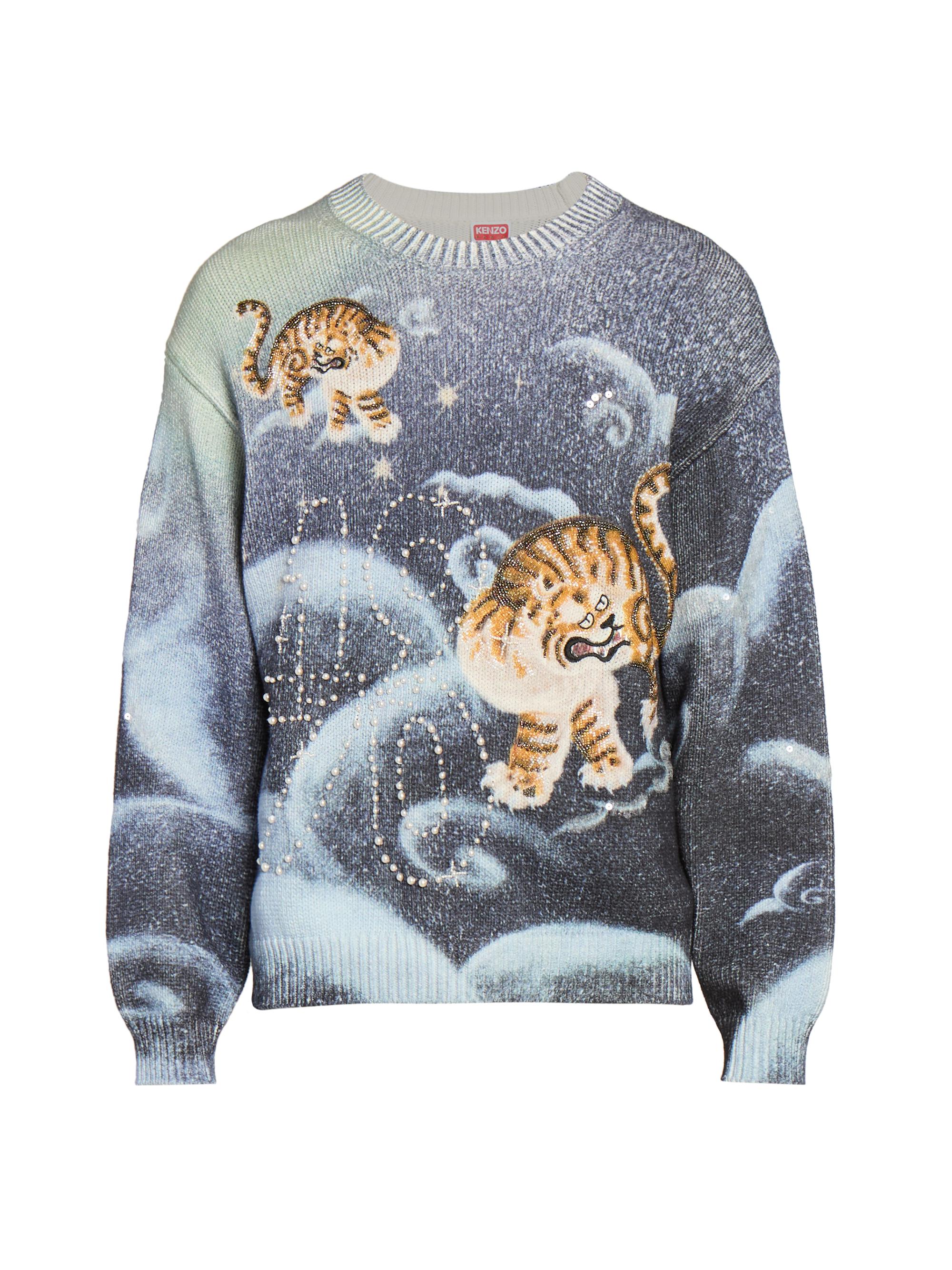 Kenzo Men's Cloud Tiger Cotton-Blend Sweater - Midnight Blue