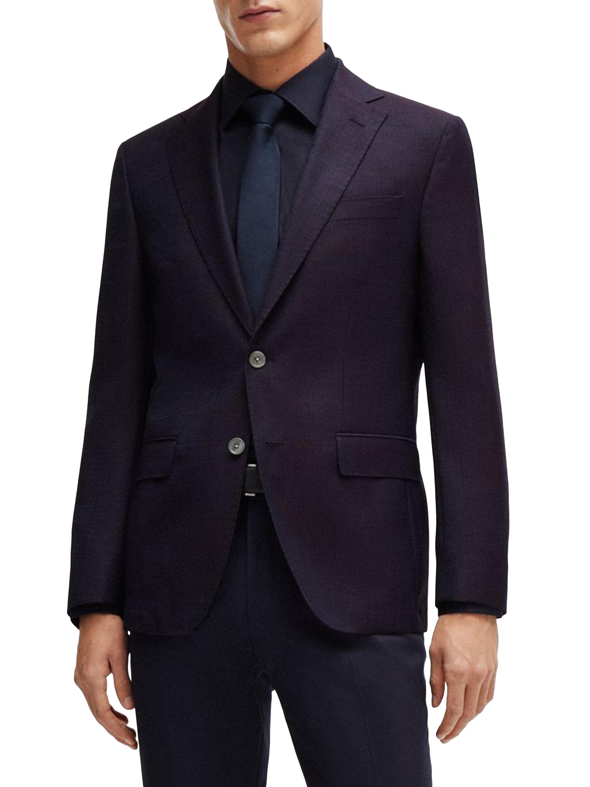 BOSS Men's Slim-Fit Jacket in Wool Twill - Dark Red