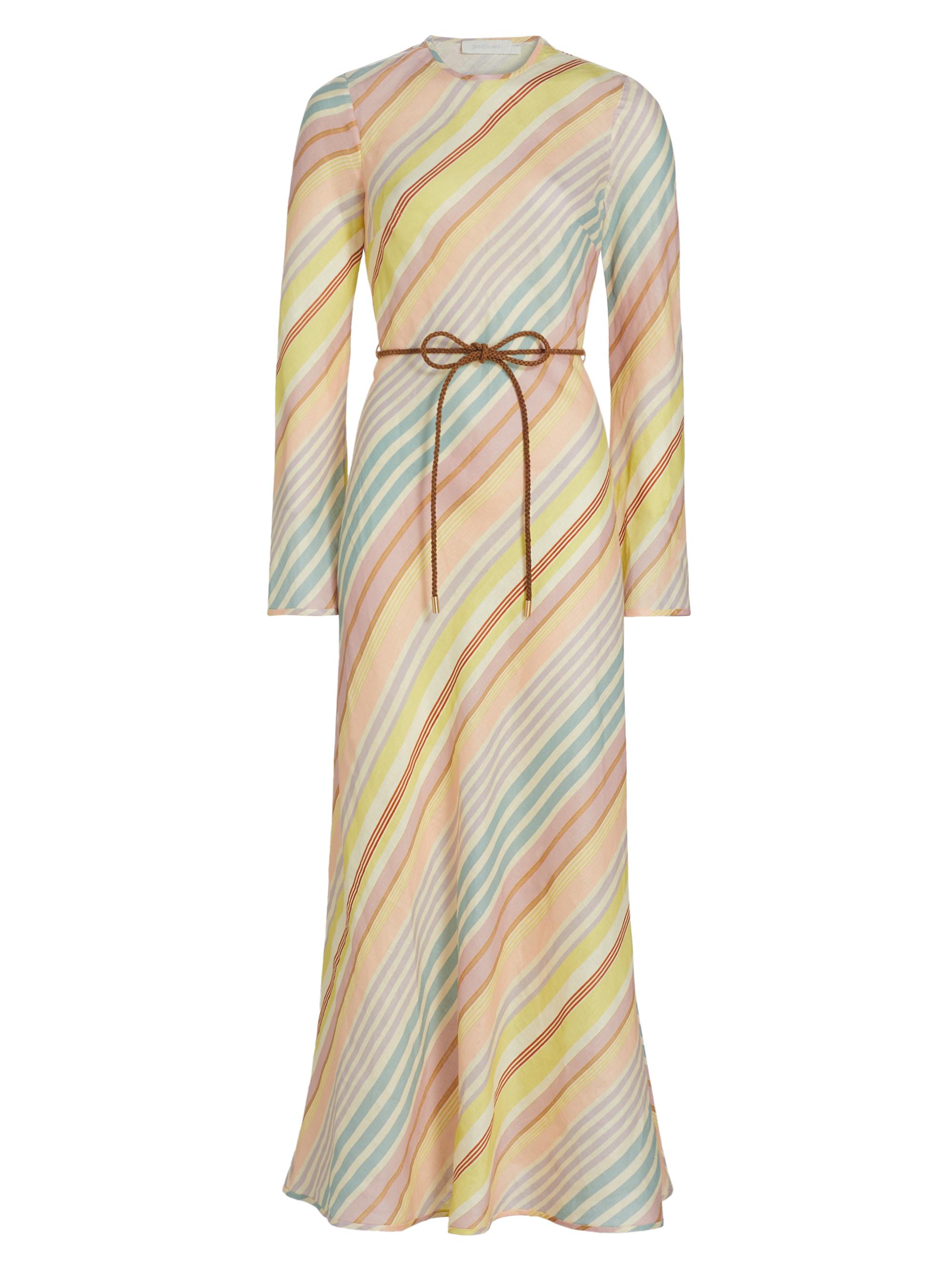 Zimmermann Women's Halliday Striped Linen Maxi Dress - Multi Stripe