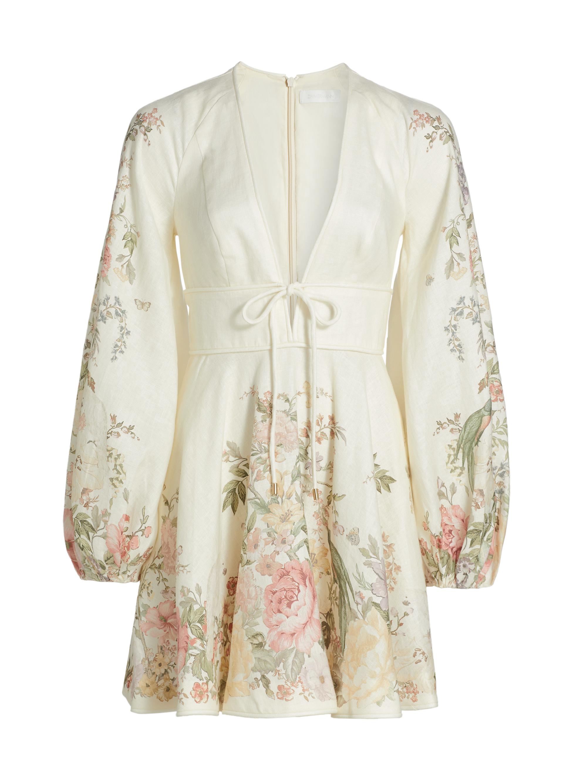 Zimmermann Women's Waverly Plunge Minidress - Cream Floral