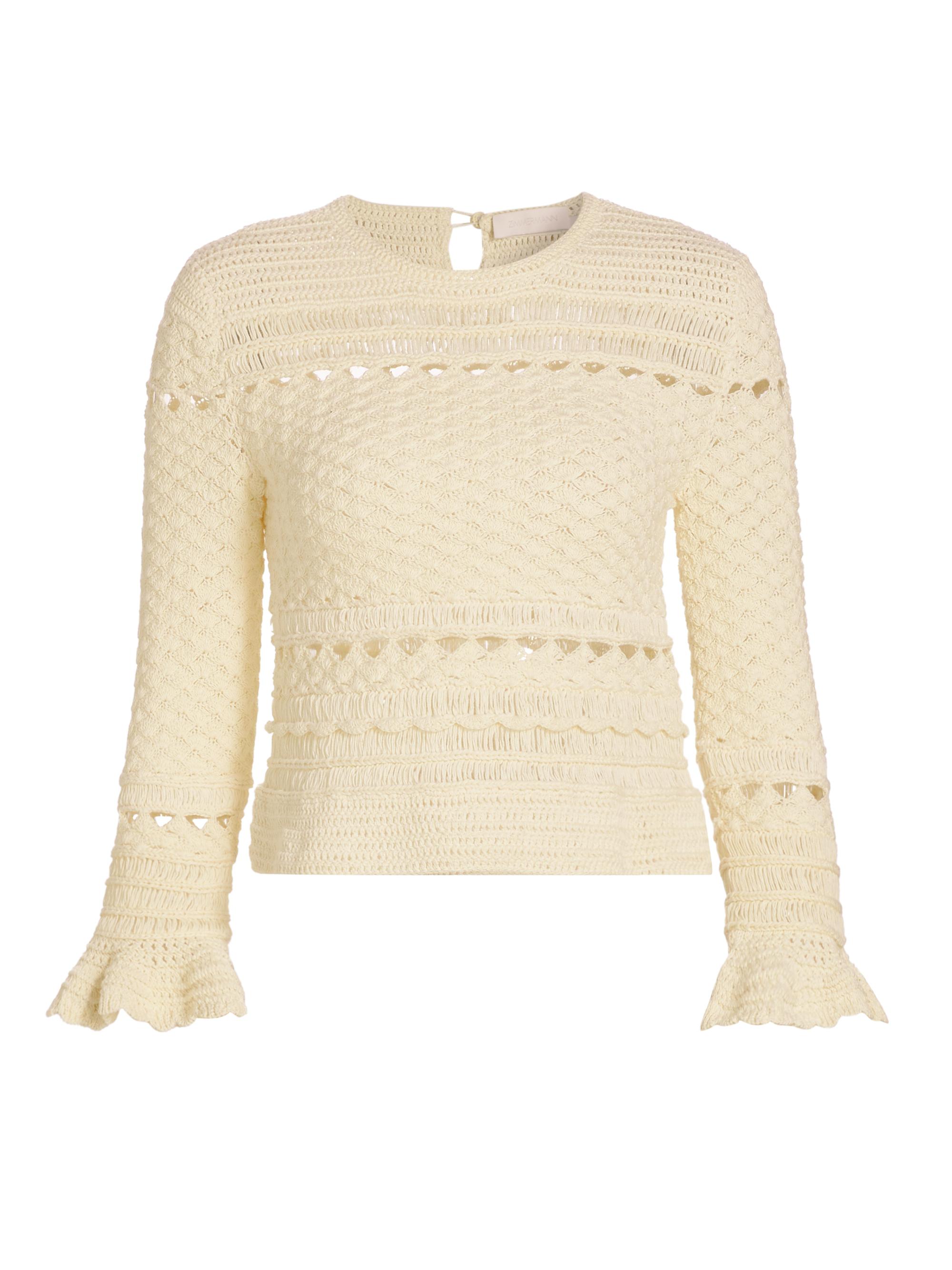 Zimmermann Women's Waverly Crochet Crewneck Top - Cream
