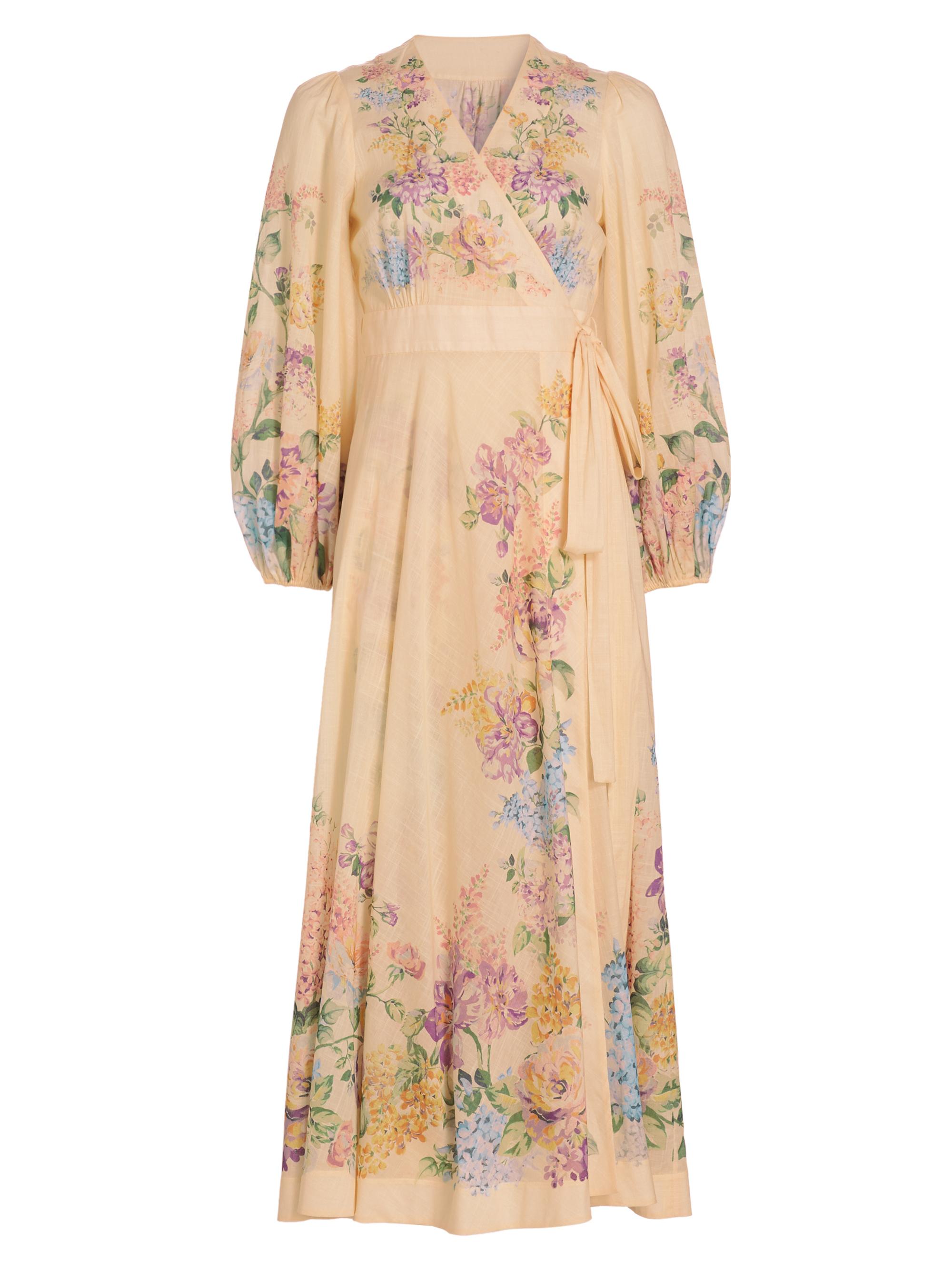 Zimmermann Women's Halliday Floral Wrap Maxi Dress - Cream Watercolour Floral