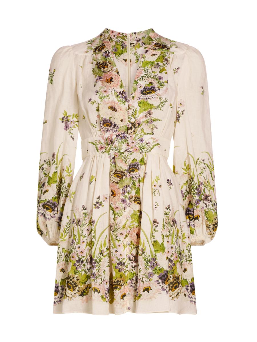 Zimmermann Halliday Plunge Linen Minidress | Saks Fifth Avenue