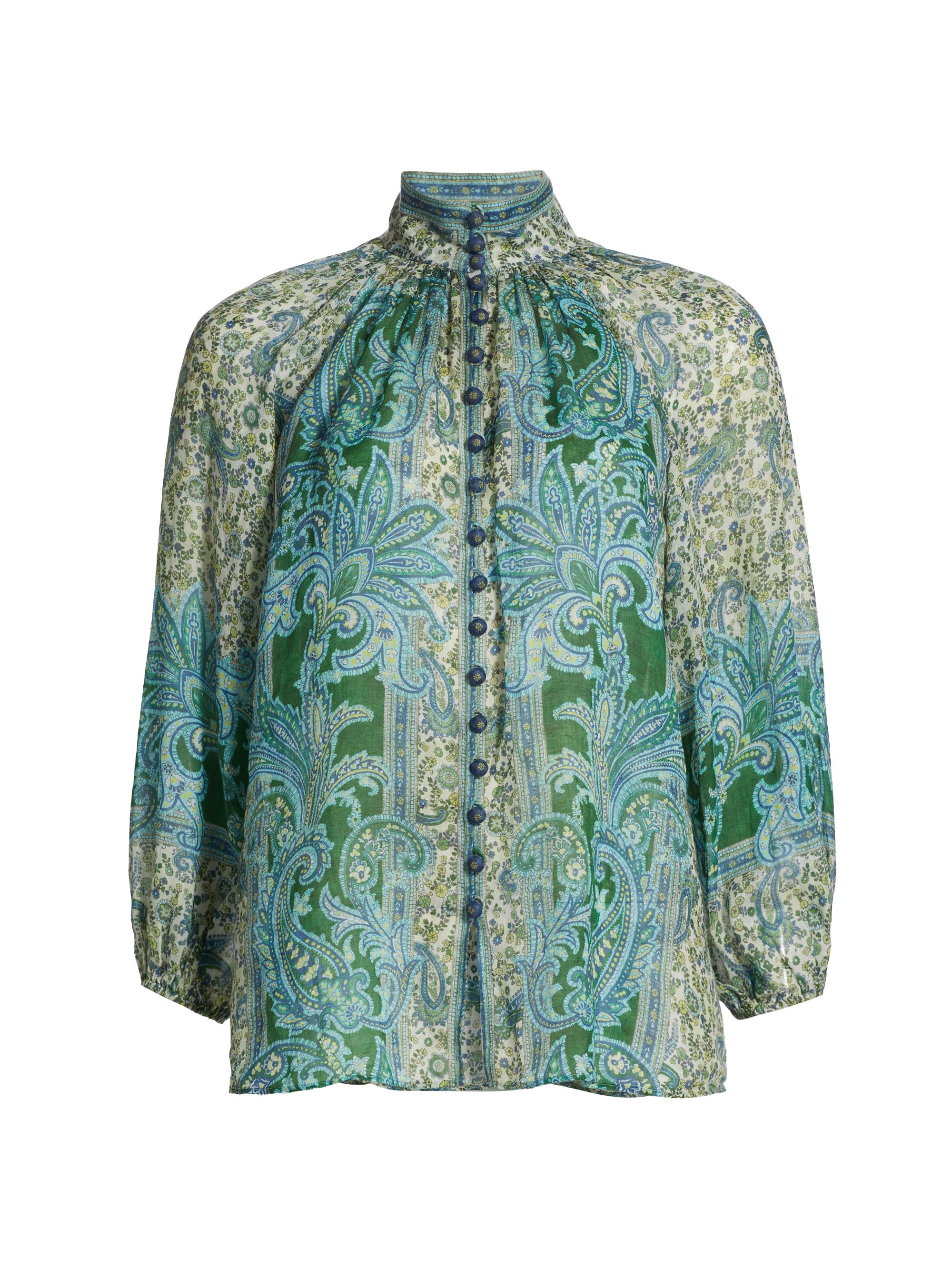 Zimmermann Women's Ottie Billow Blouse - Green Paisley