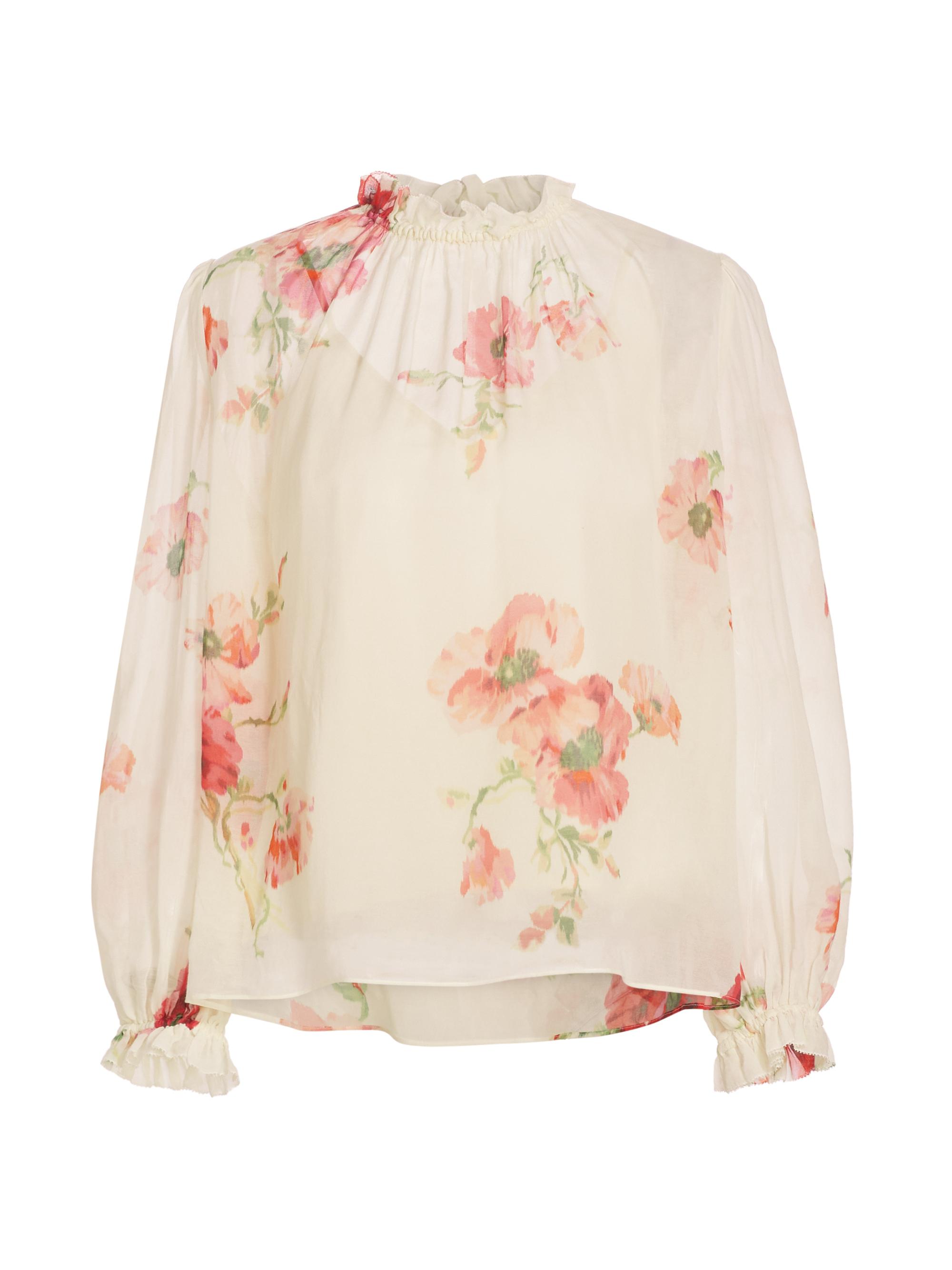 Zimmermann Women's Lightburst Billow Blouse - Cream Red Floral