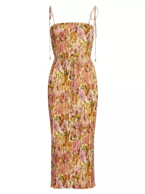 Zimmermann Women's Golden Pleated Slip Midi-Dress - Pink Rose