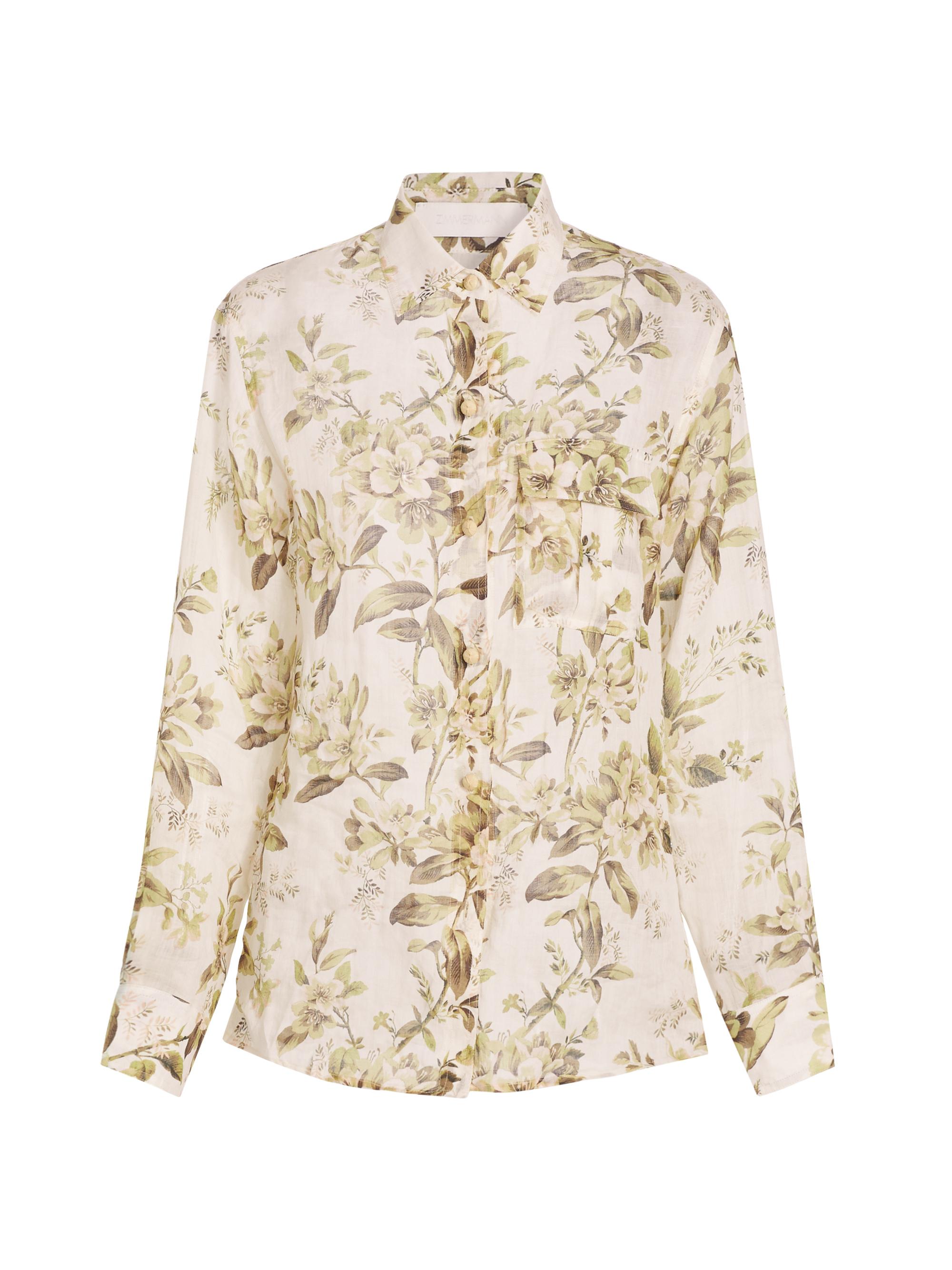Zimmermann Women's Golden Manstyle Floral Shirt - Sage Toile Floral