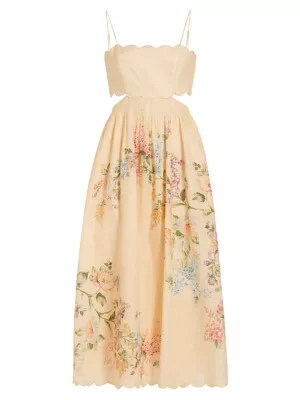 Shop Zimmermann ​Halliday Floral Scallop Midi-Dress | Saks Fifth Avenue