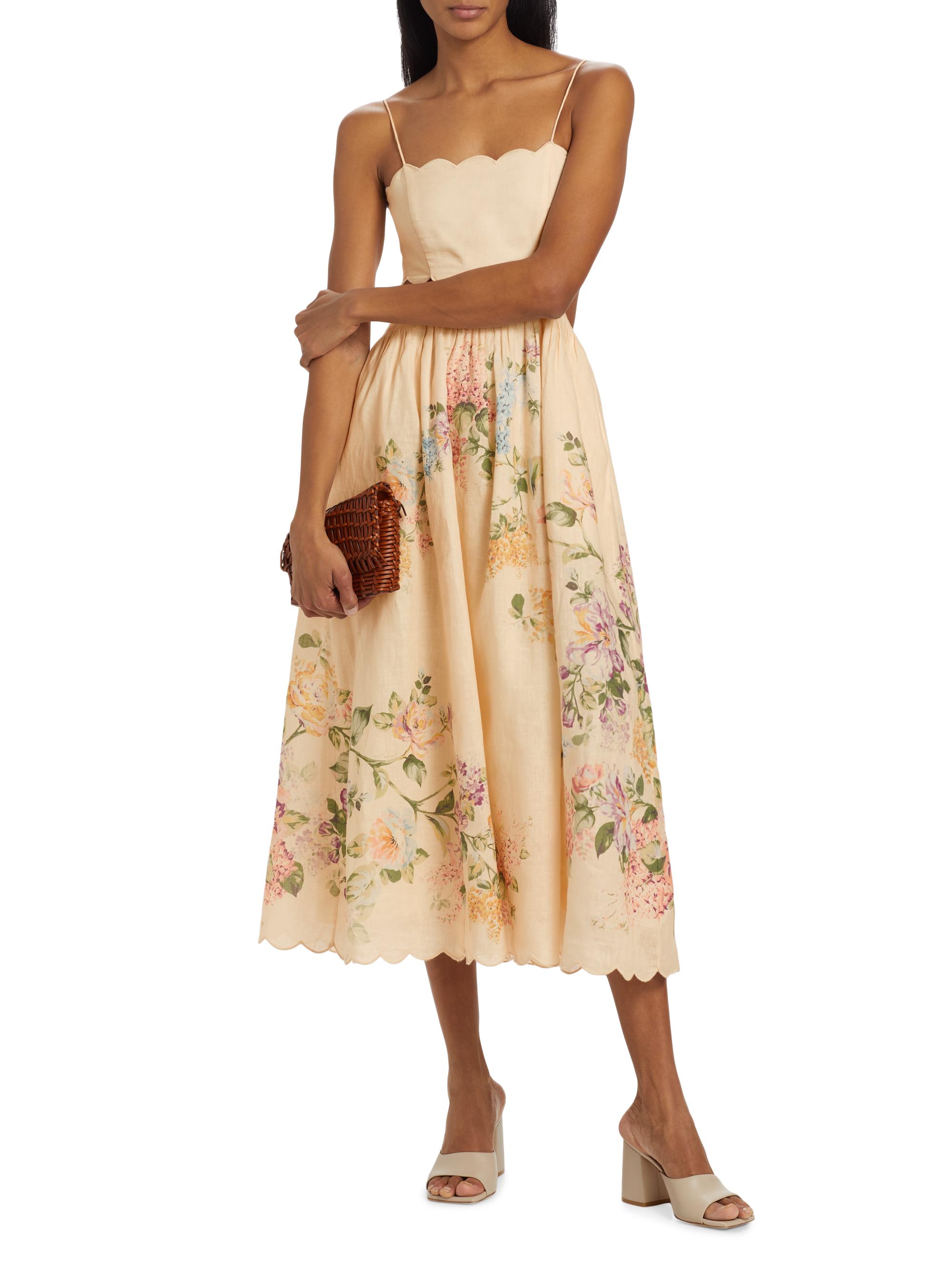 Shop Zimmermann ​Halliday Floral Scallop Midi-Dress | Saks  