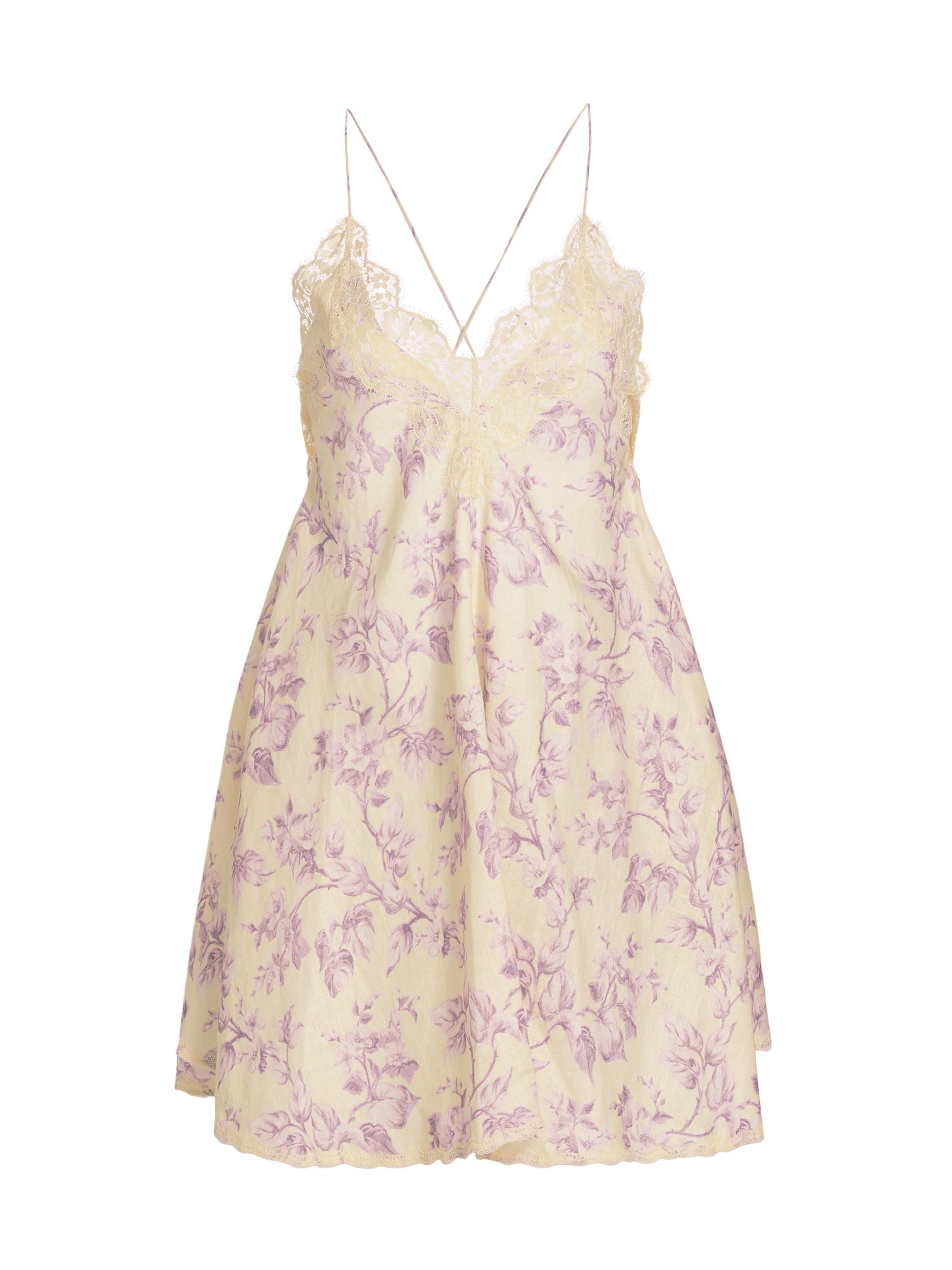 Zimmermann Women's Halliday Floral Linen Swing Minidress - Yellow Lilac Floral