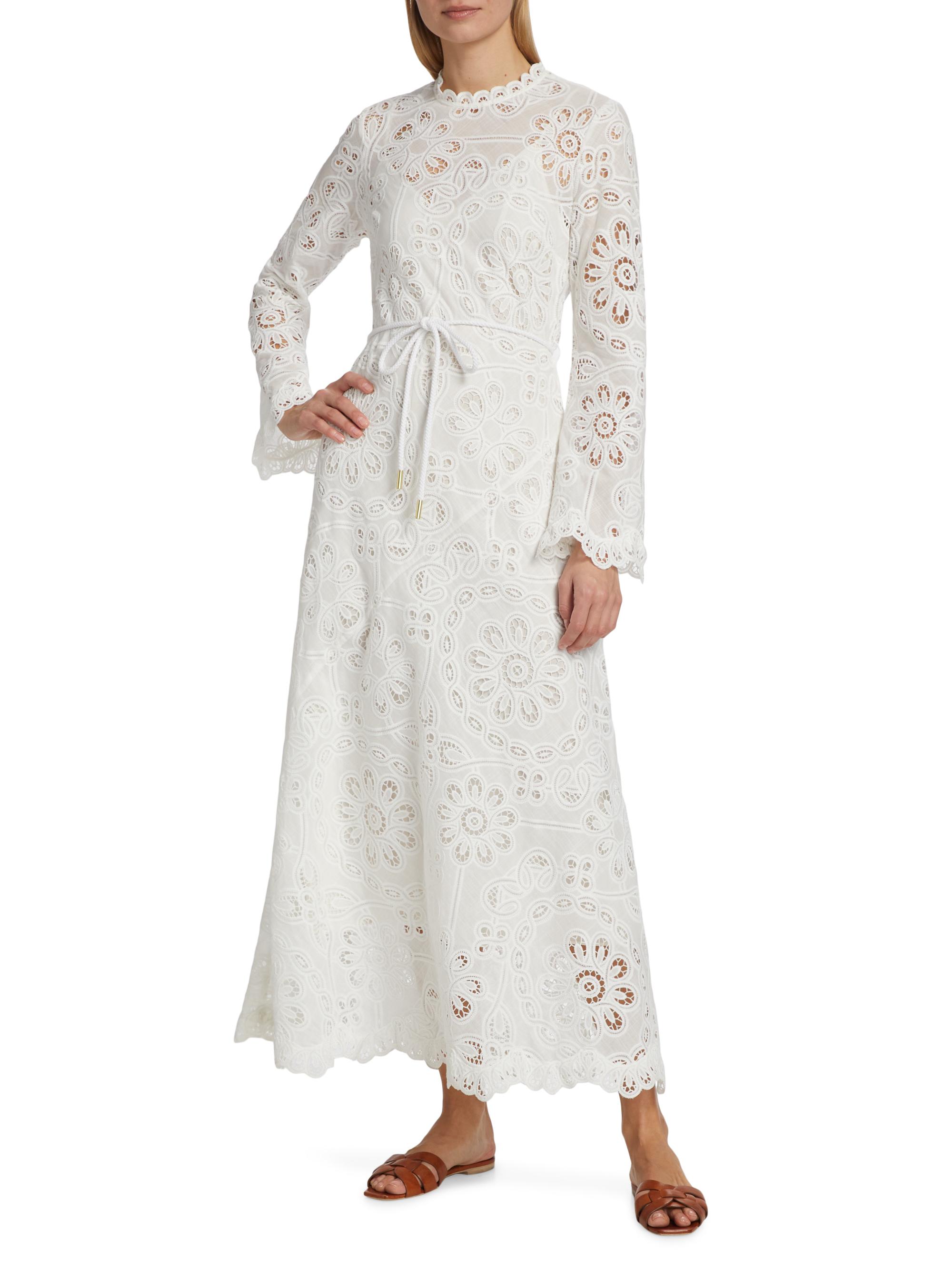 Zimmermann Ottie Lace Embroidered Maxi Dress | Saks Fifth Avenue