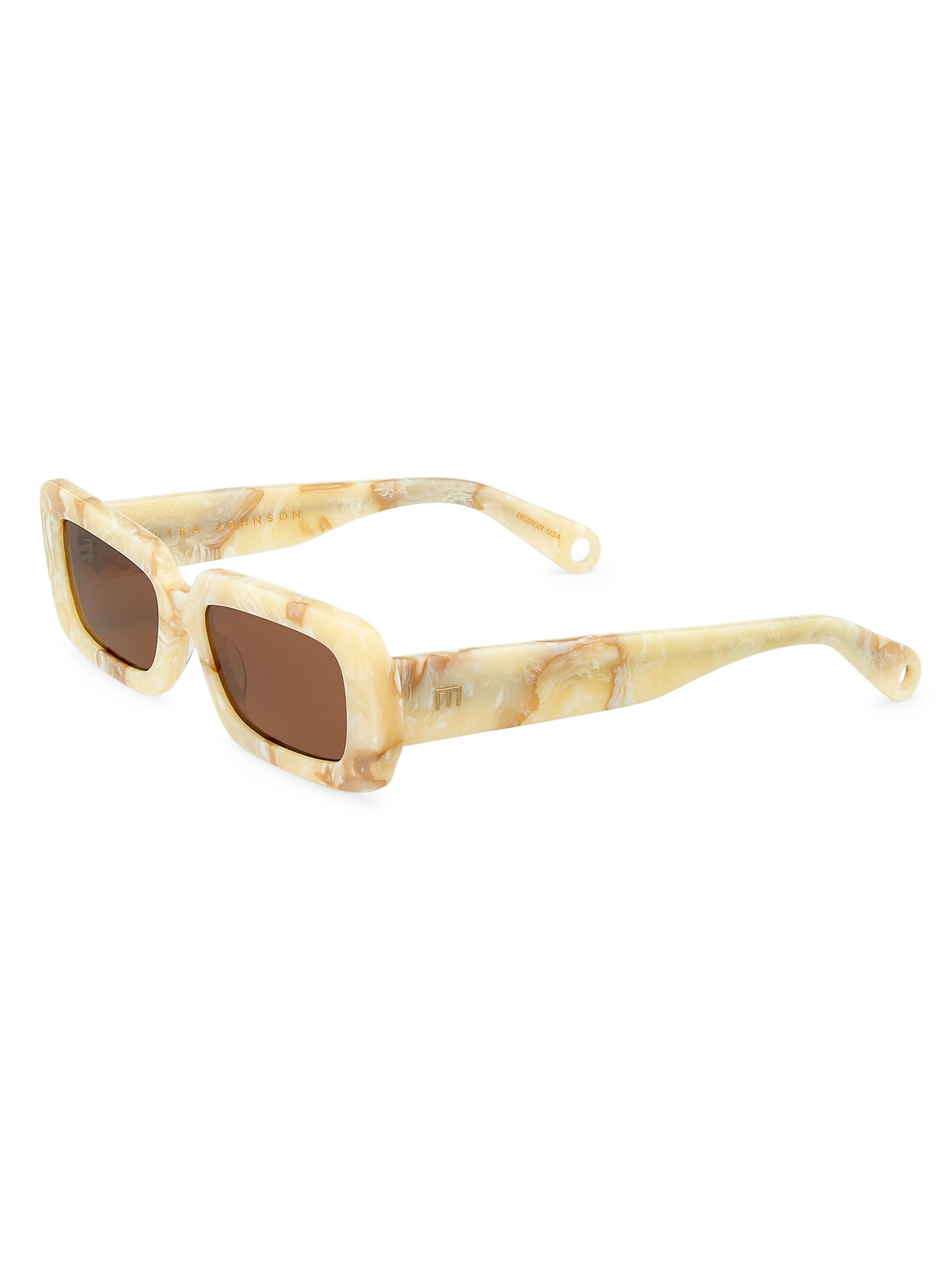 Elisa Johnson Women's Gigi 54MM Rectangular Sunglasses - Yellow Pearl Brown