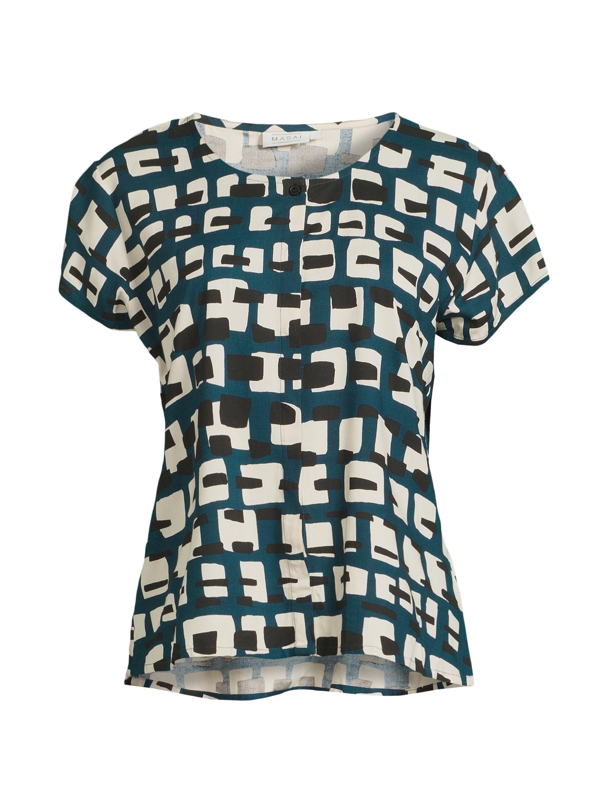 Masai Copenhagen Women's Goami Printed Short-Sleeve Blouse - Reflect Pond