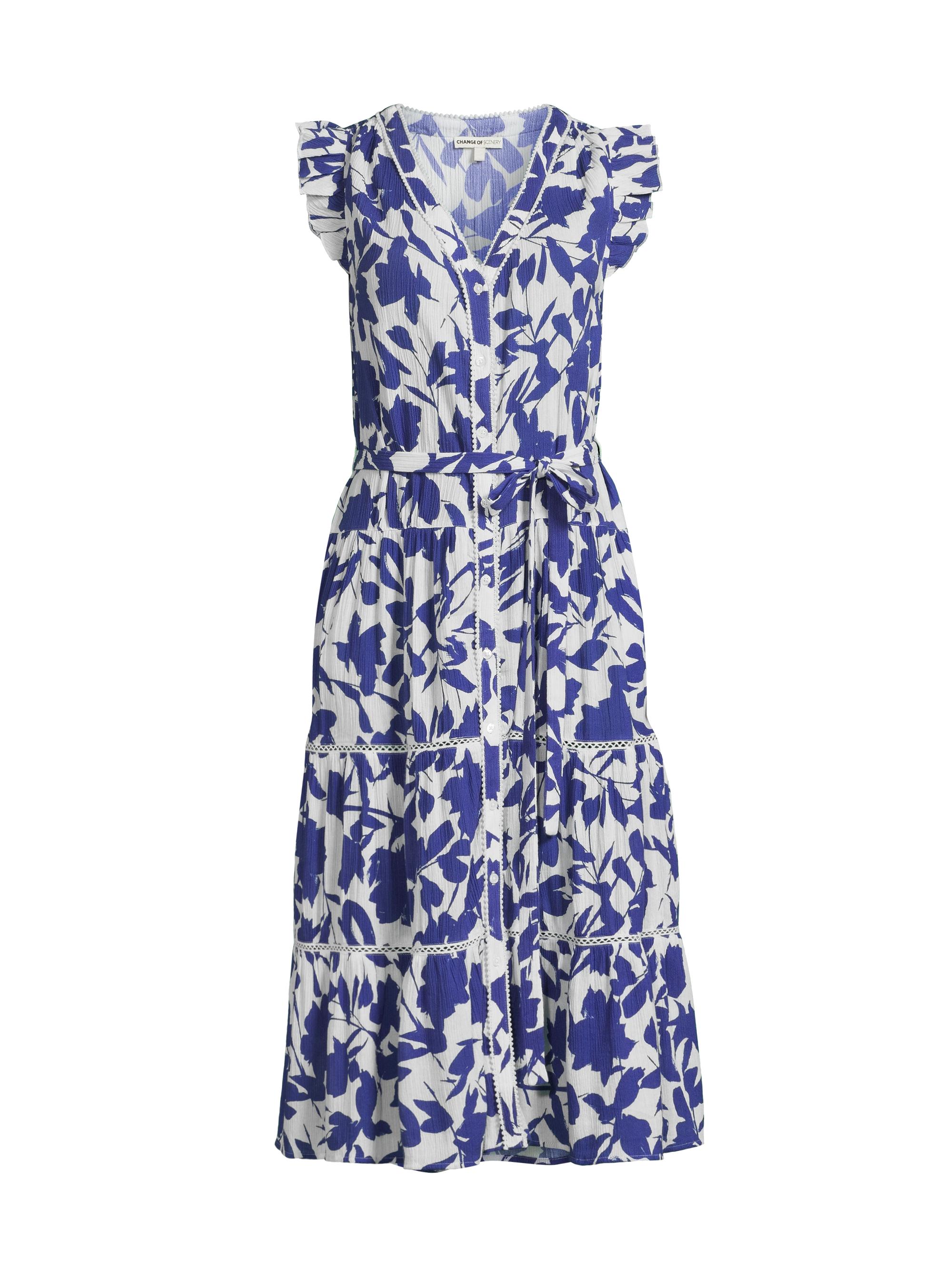 Change of Scenery Women's Emily Leaf Cotton Tie-Waist Shirtdress - Moraea Garden