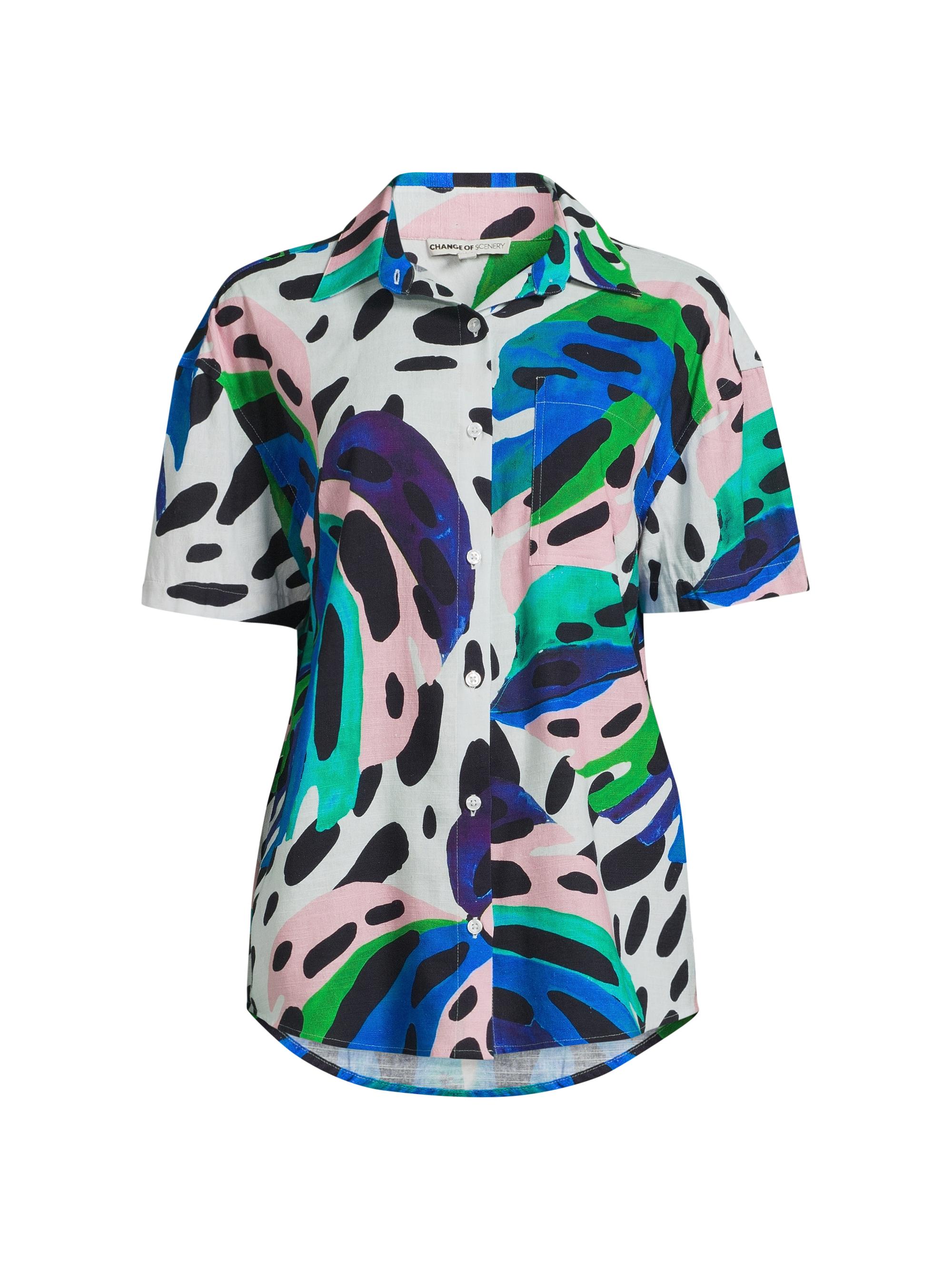 Change of Scenery Women's Michelle Graphic Cotton Shirt - Palm Island